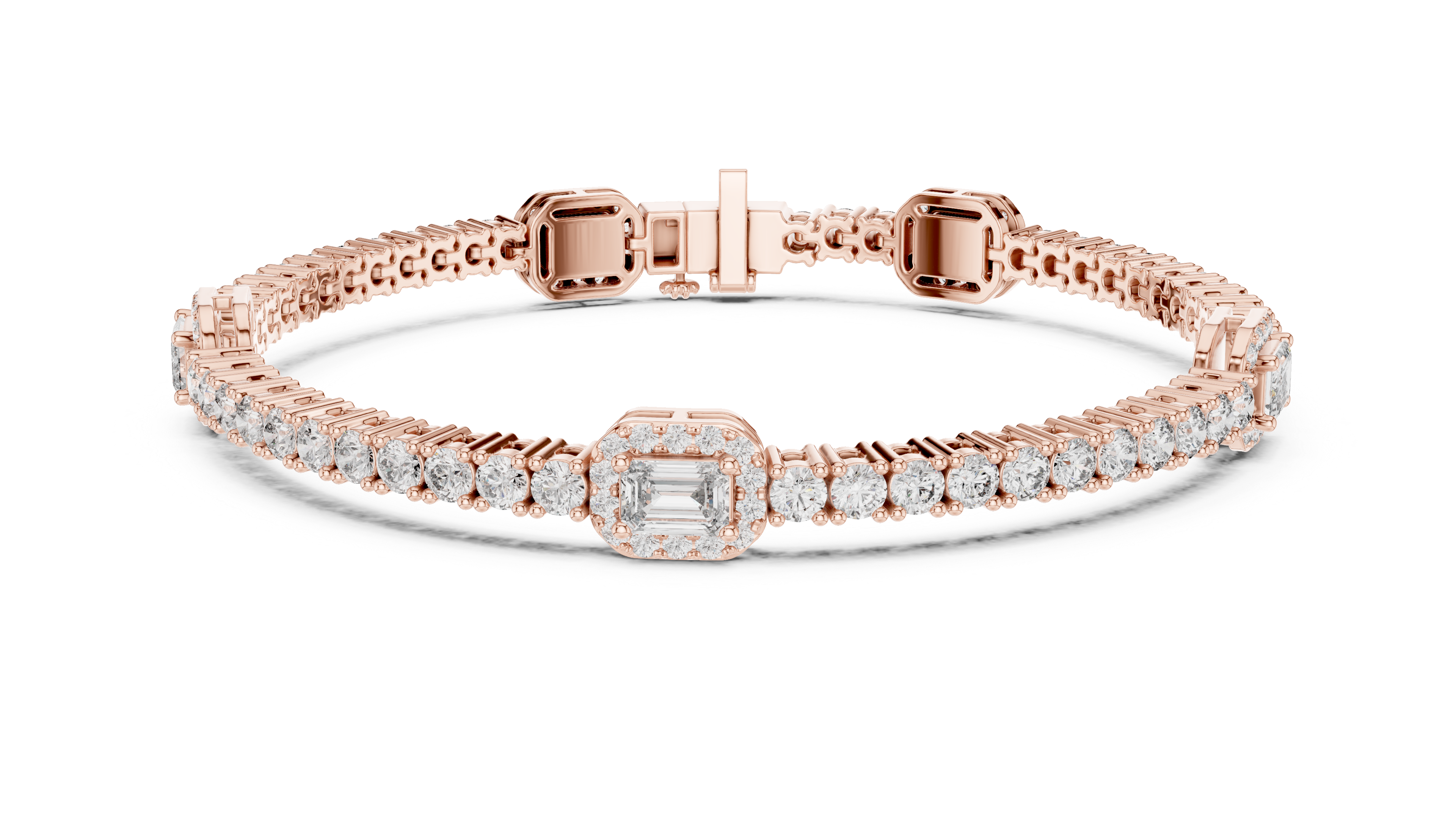 Geometric Station Lab-Grown Diamond Bracelet in 14K/18K Rose Gold