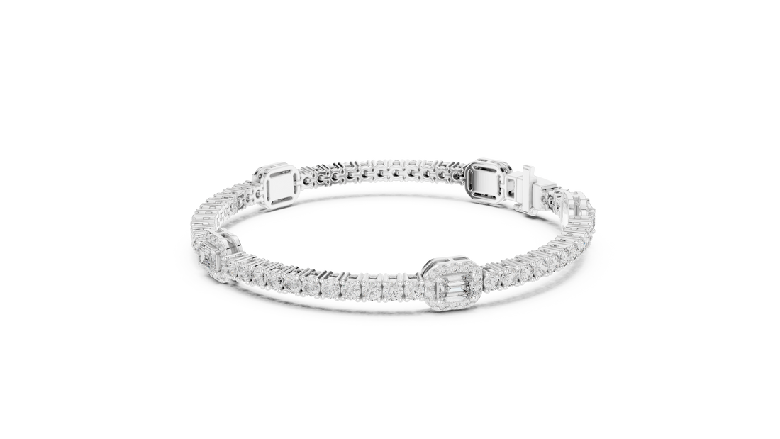 Geometric Station Lab-Grown Diamond Bracelet in 14K/18K Rose Gold