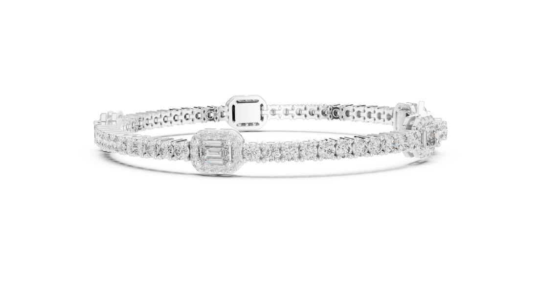 Geometric Station Lab-Grown Diamond Bracelet in 14K/18K Rose Gold