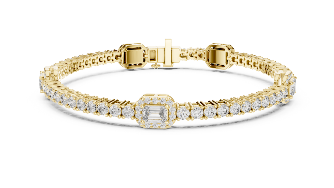 Geometric Station Lab-Grown Diamond Bracelet in 14K/18K Rose Gold