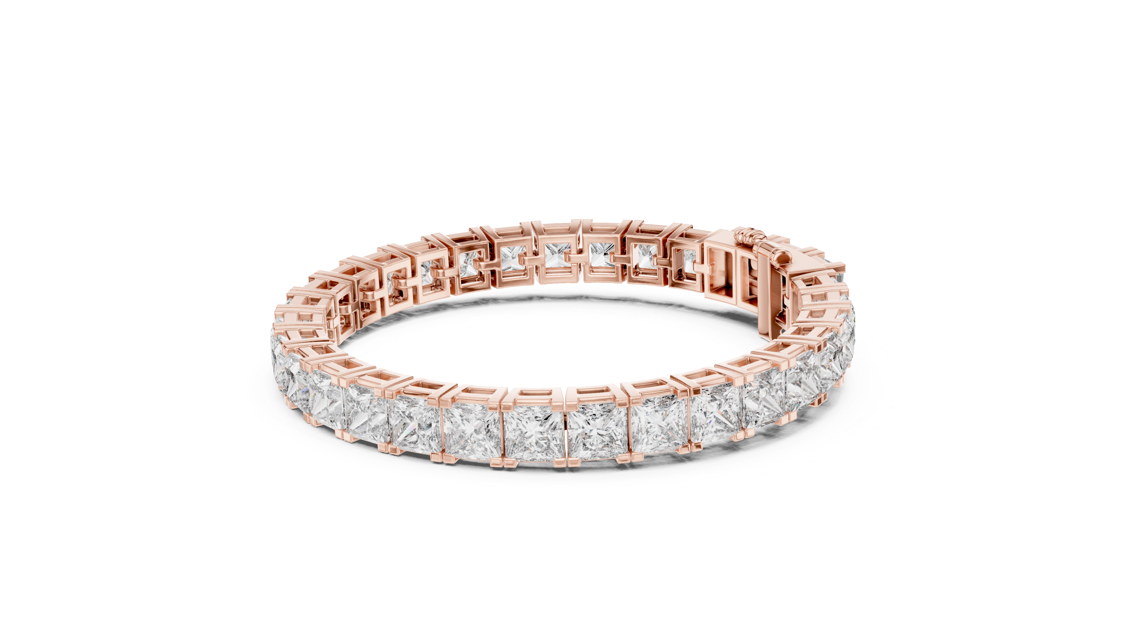 Emerald Cut Lab-Grown Diamond Tennis Bracelet in 14K/18K Rose Gold