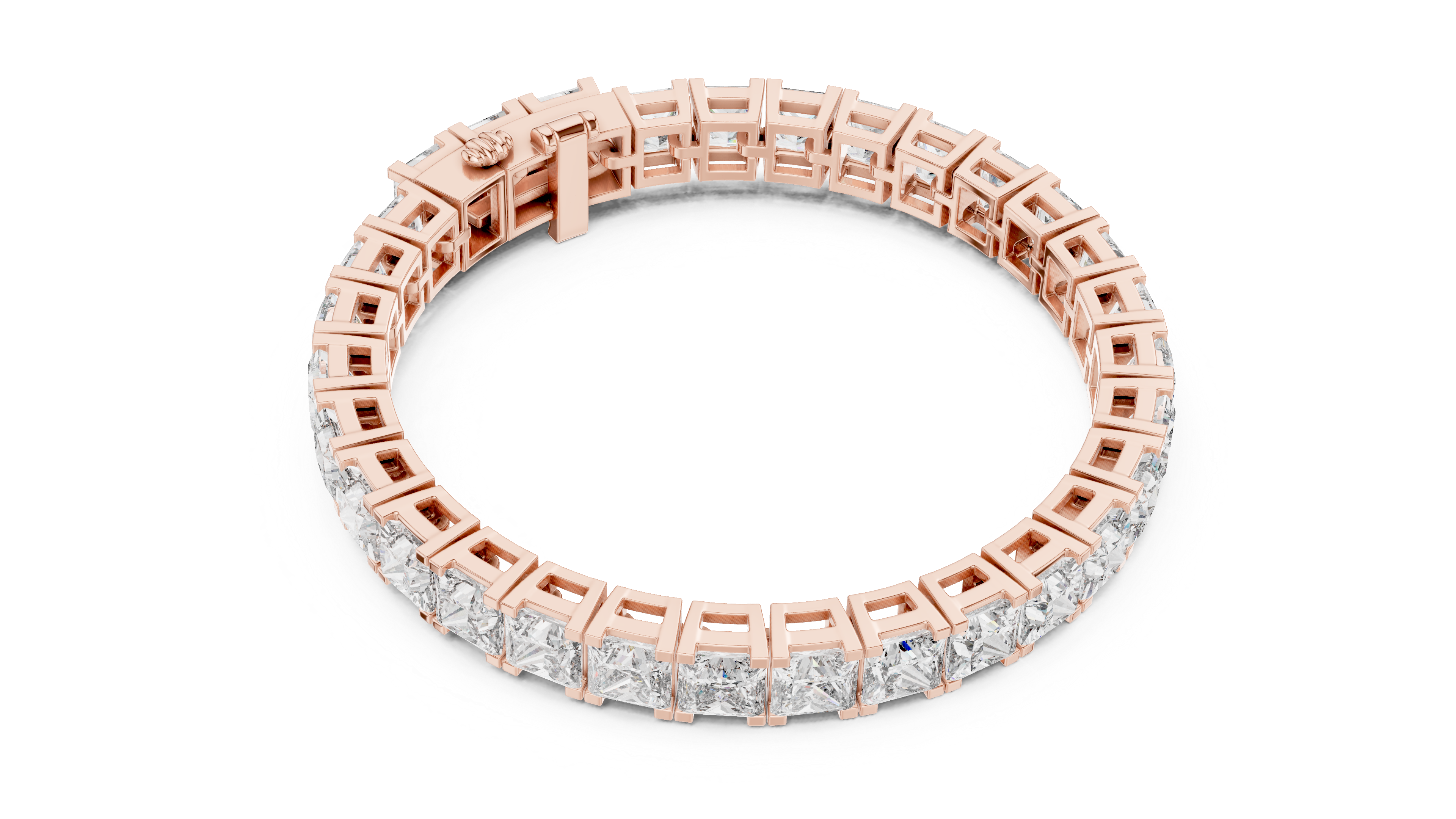 Emerald Cut Lab-Grown Diamond Tennis Bracelet in 14K/18K Rose Gold