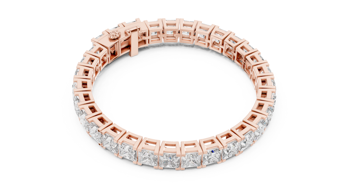 Emerald Cut Lab-Grown Diamond Tennis Bracelet in 14K/18K Rose Gold