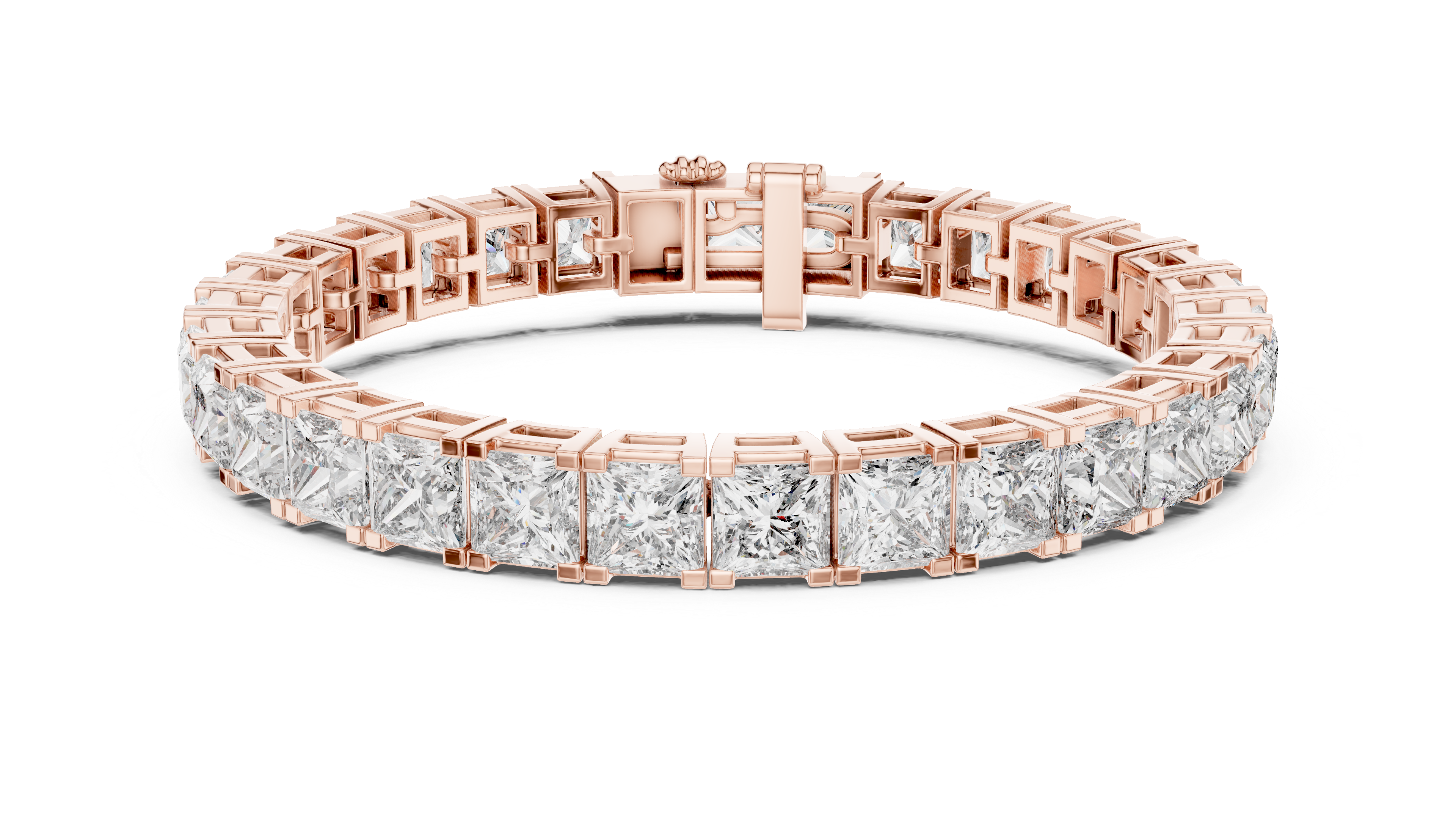 Emerald Cut Lab-Grown Diamond Tennis Bracelet in 14K/18K Rose Gold