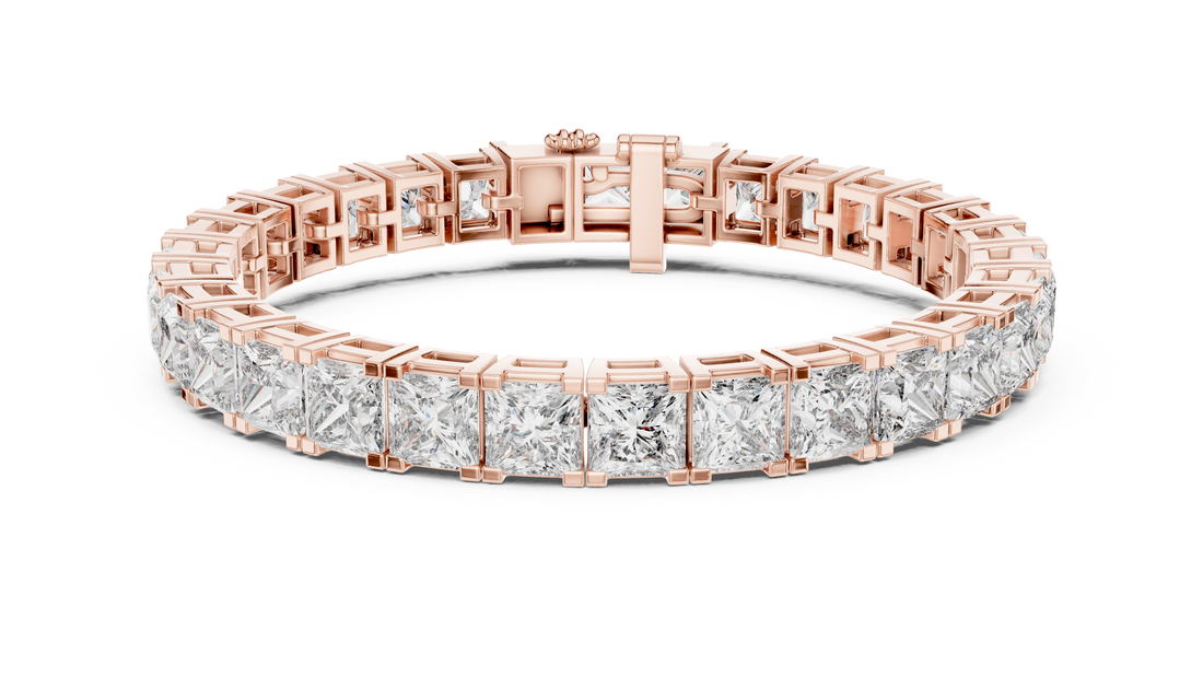 Emerald Cut Lab-Grown Diamond Tennis Bracelet in 14K/18K Rose Gold