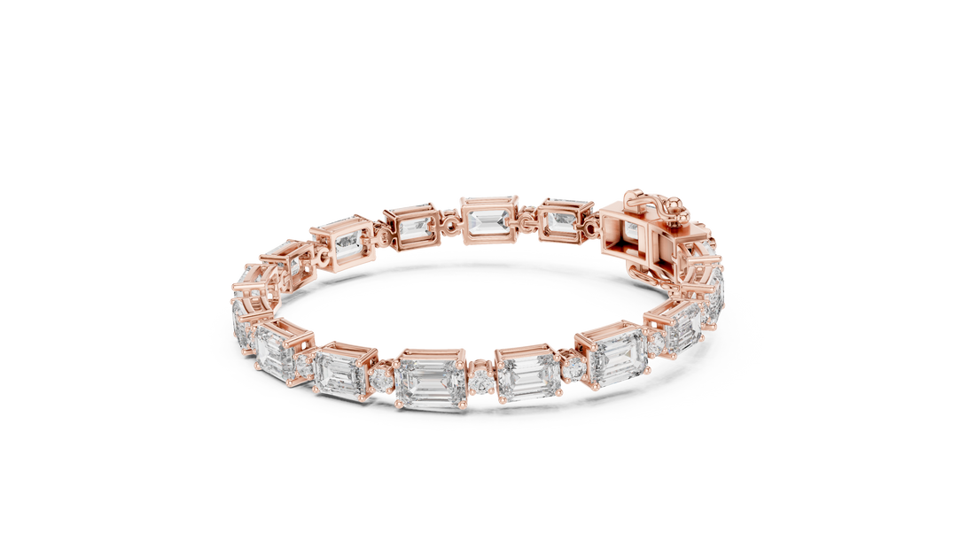 Emerald Cut Lab-Grown Diamond Link Bracelet in 14K/18K Rose Gold