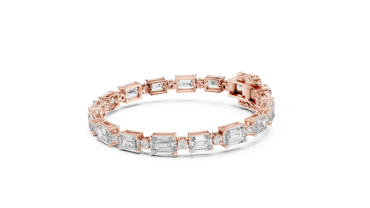 Emerald Cut Lab-Grown Diamond Link Bracelet in 14K/18K Rose Gold