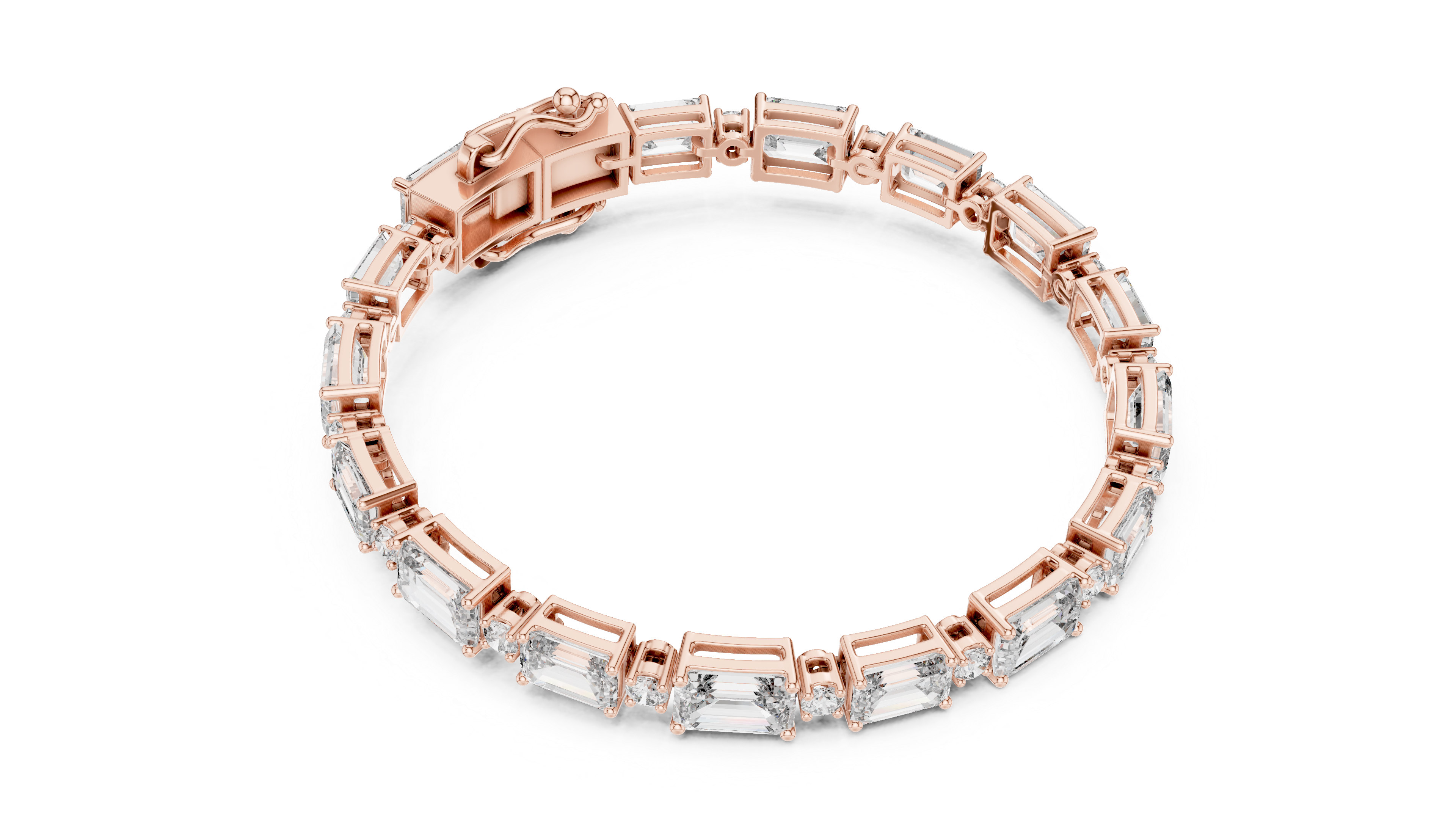 Emerald Cut Lab-Grown Diamond Link Bracelet in 14K/18K Rose Gold