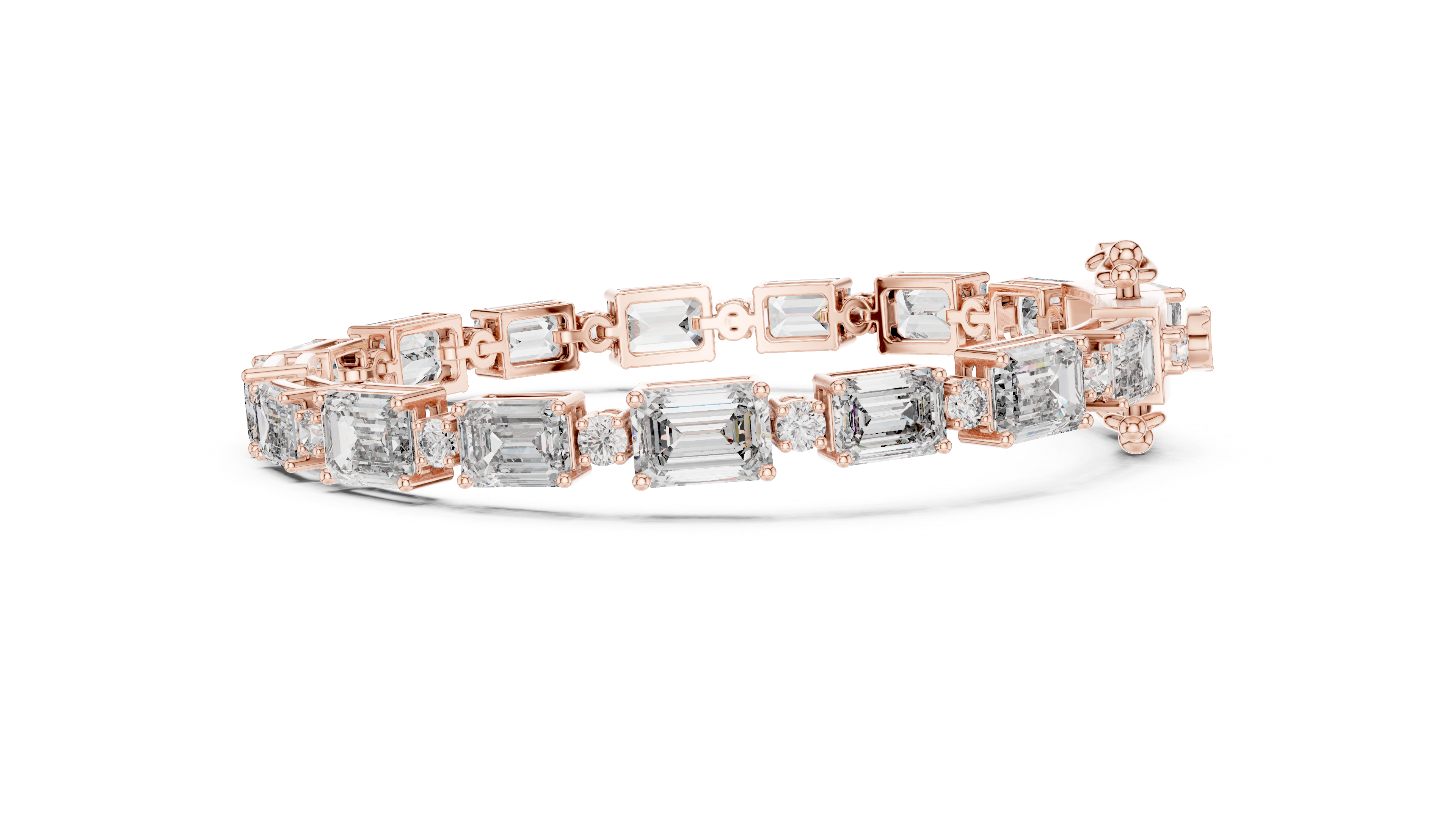 Emerald Cut Lab-Grown Diamond Link Bracelet in 14K/18K Rose Gold