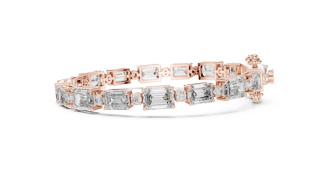 Emerald Cut Lab-Grown Diamond Link Bracelet in 14K/18K Rose Gold
