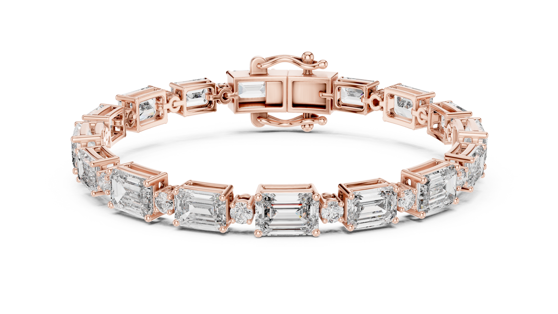 Emerald Cut Lab-Grown Diamond Link Bracelet in 14K/18K Rose Gold