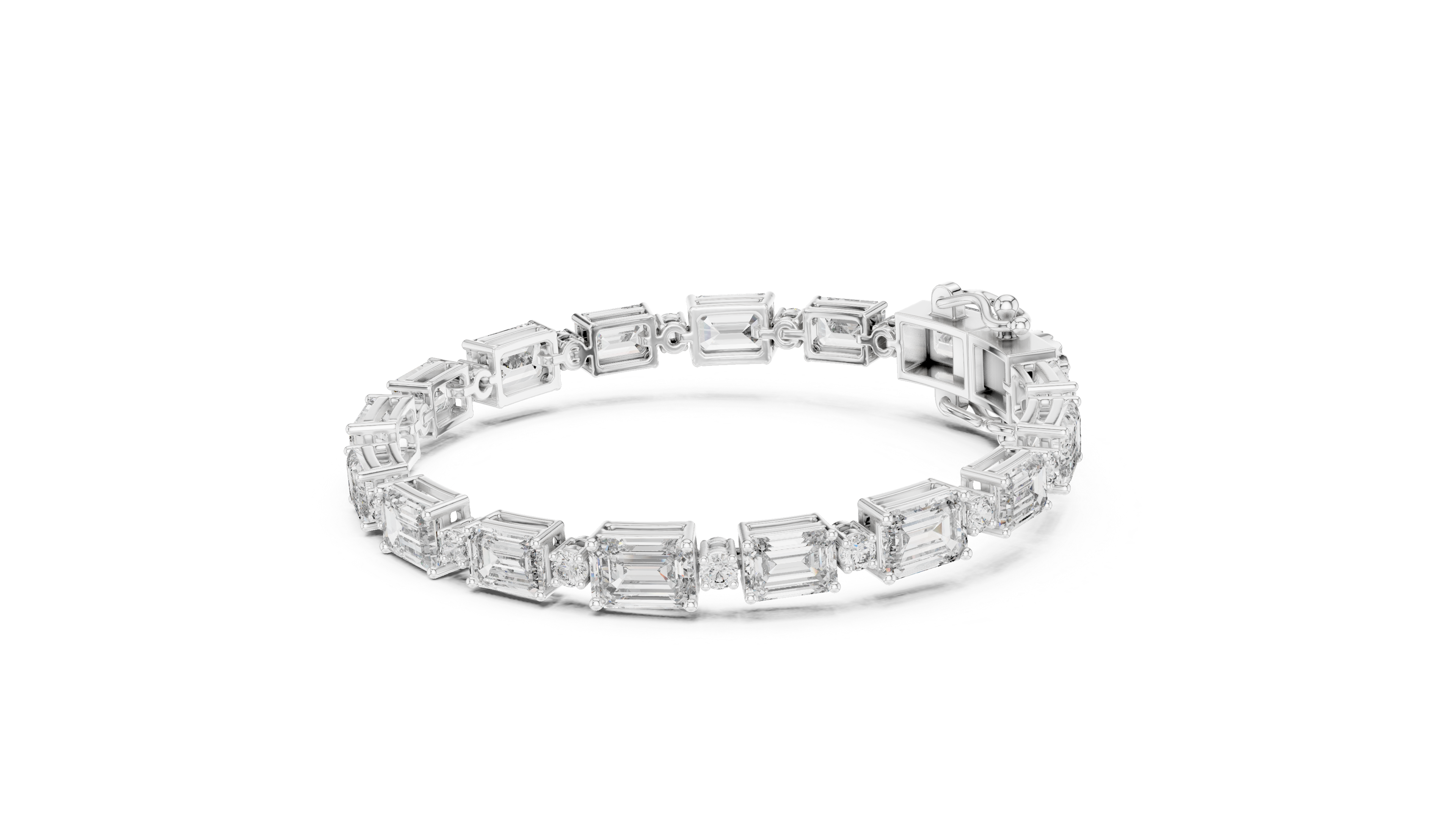 Emerald Cut Lab-Grown Diamond Link Bracelet in 14K/18K Rose Gold