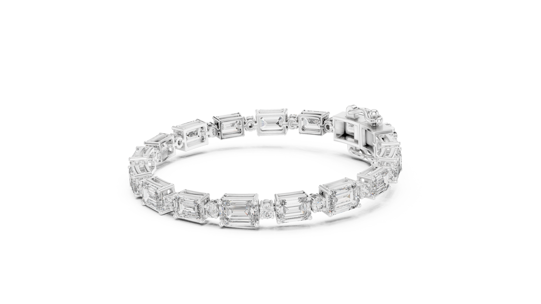 Emerald Cut Lab-Grown Diamond Link Bracelet in 14K/18K Rose Gold