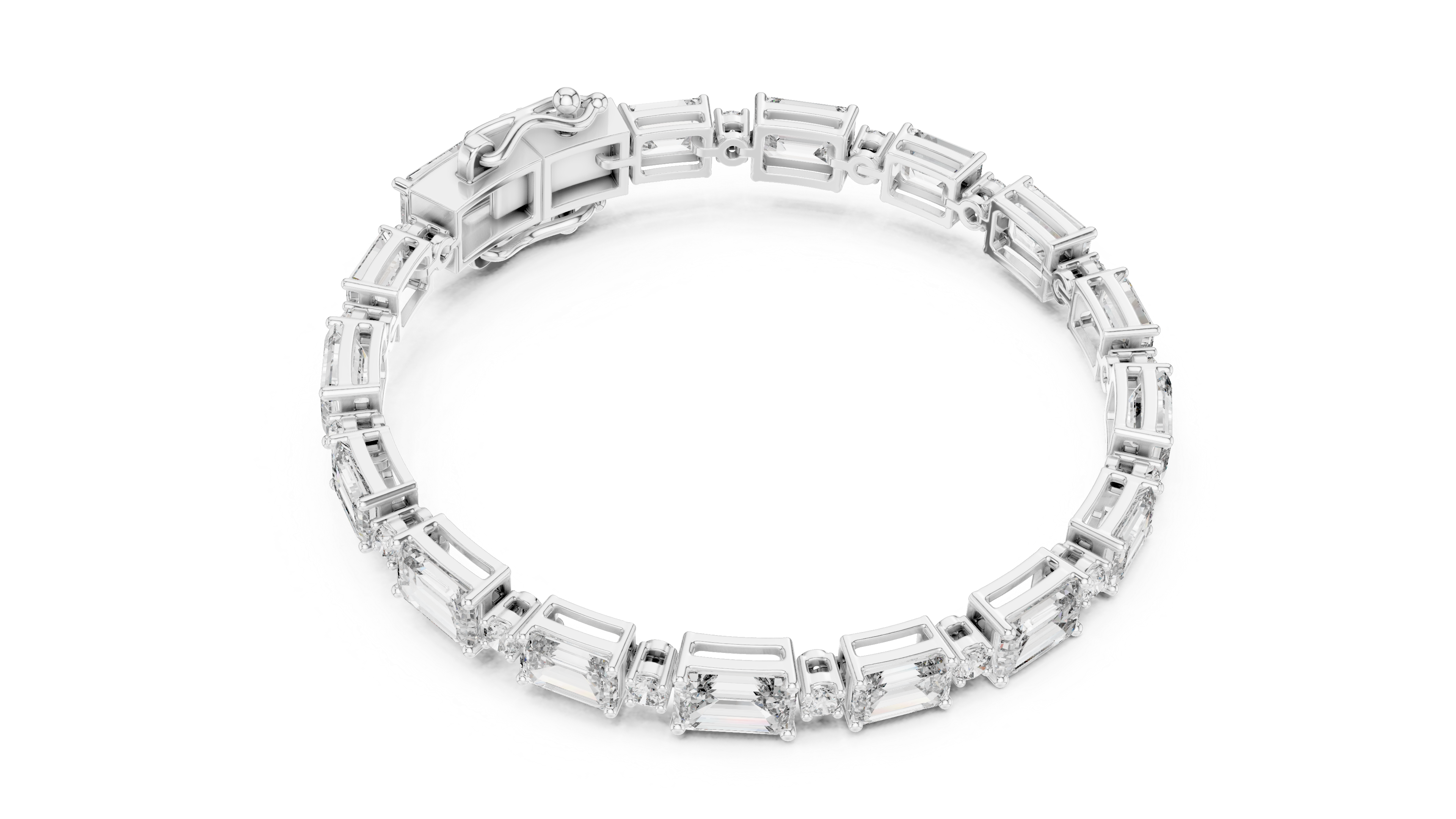 Emerald Cut Lab-Grown Diamond Link Bracelet in 14K/18K Rose Gold