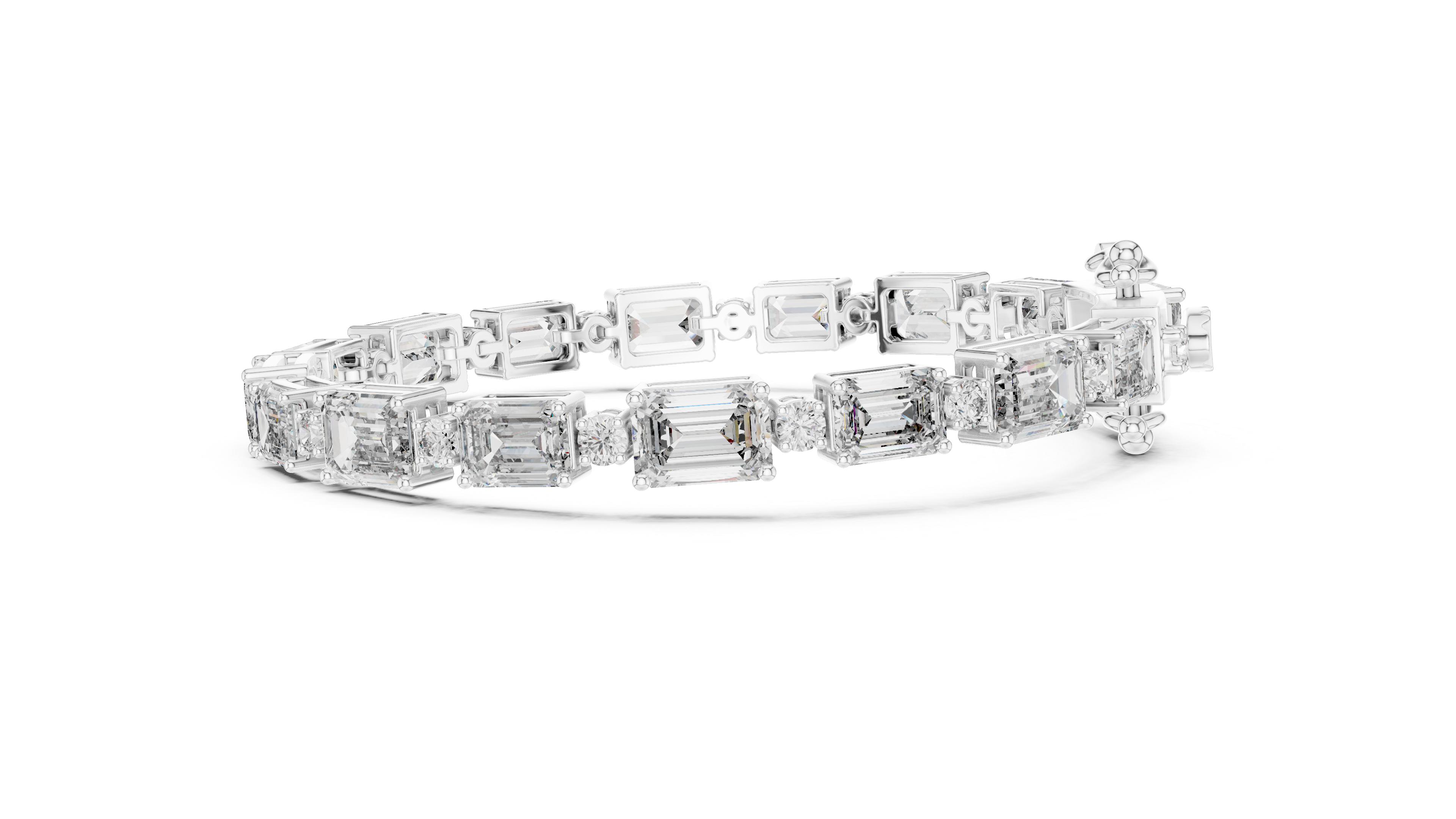 Emerald Cut Lab-Grown Diamond Link Bracelet in 14K/18K Rose Gold