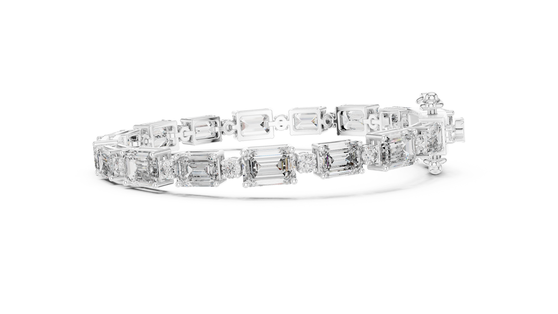 Emerald Cut Lab-Grown Diamond Link Bracelet in 14K/18K Rose Gold