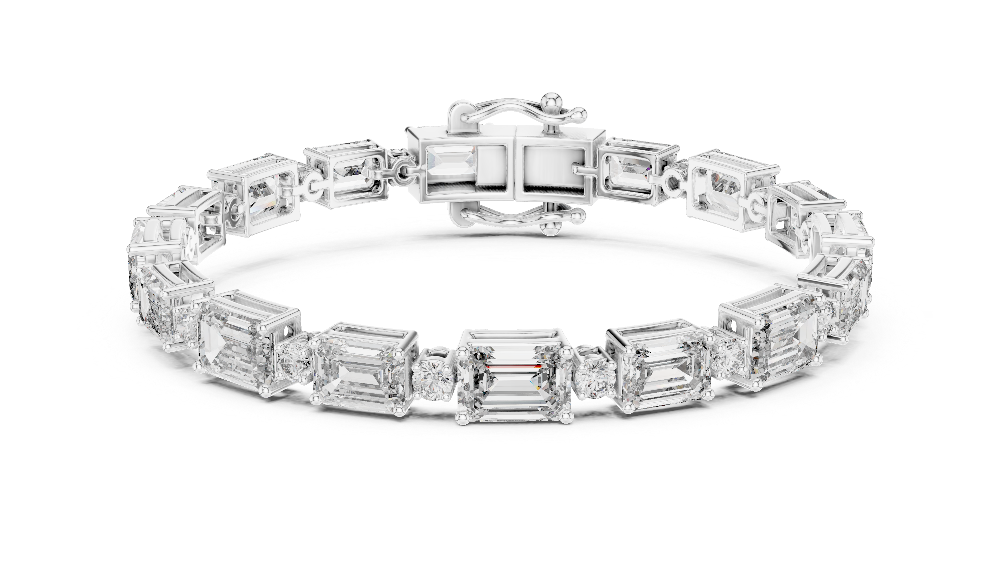 Emerald Cut Lab-Grown Diamond Link Bracelet in 14K/18K Rose Gold