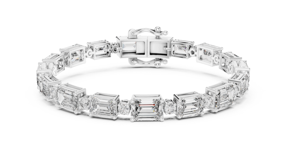 Emerald Cut Lab-Grown Diamond Link Bracelet in 14K/18K Rose Gold