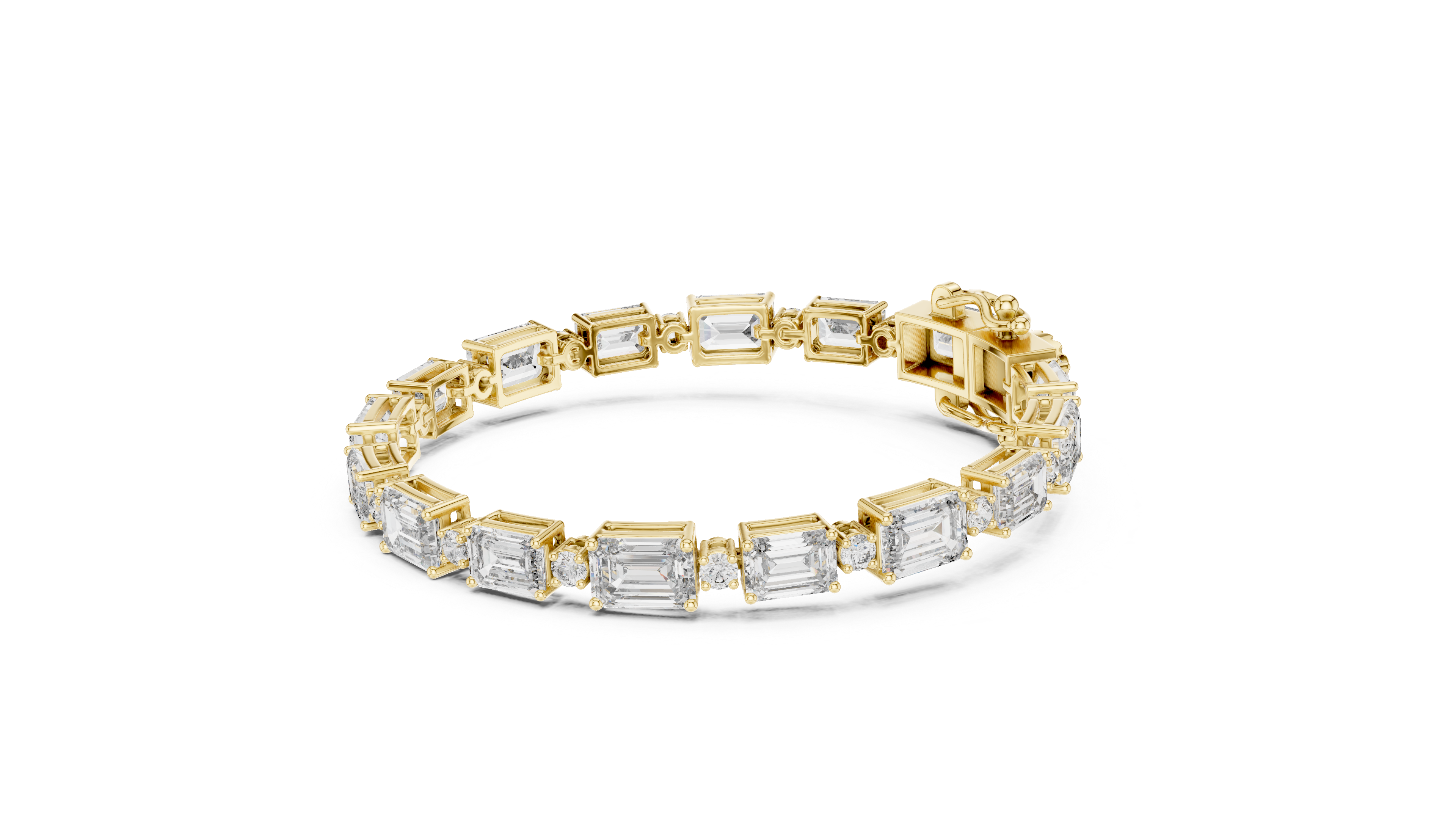 Emerald Cut Lab-Grown Diamond Link Bracelet in 14K/18K Rose Gold