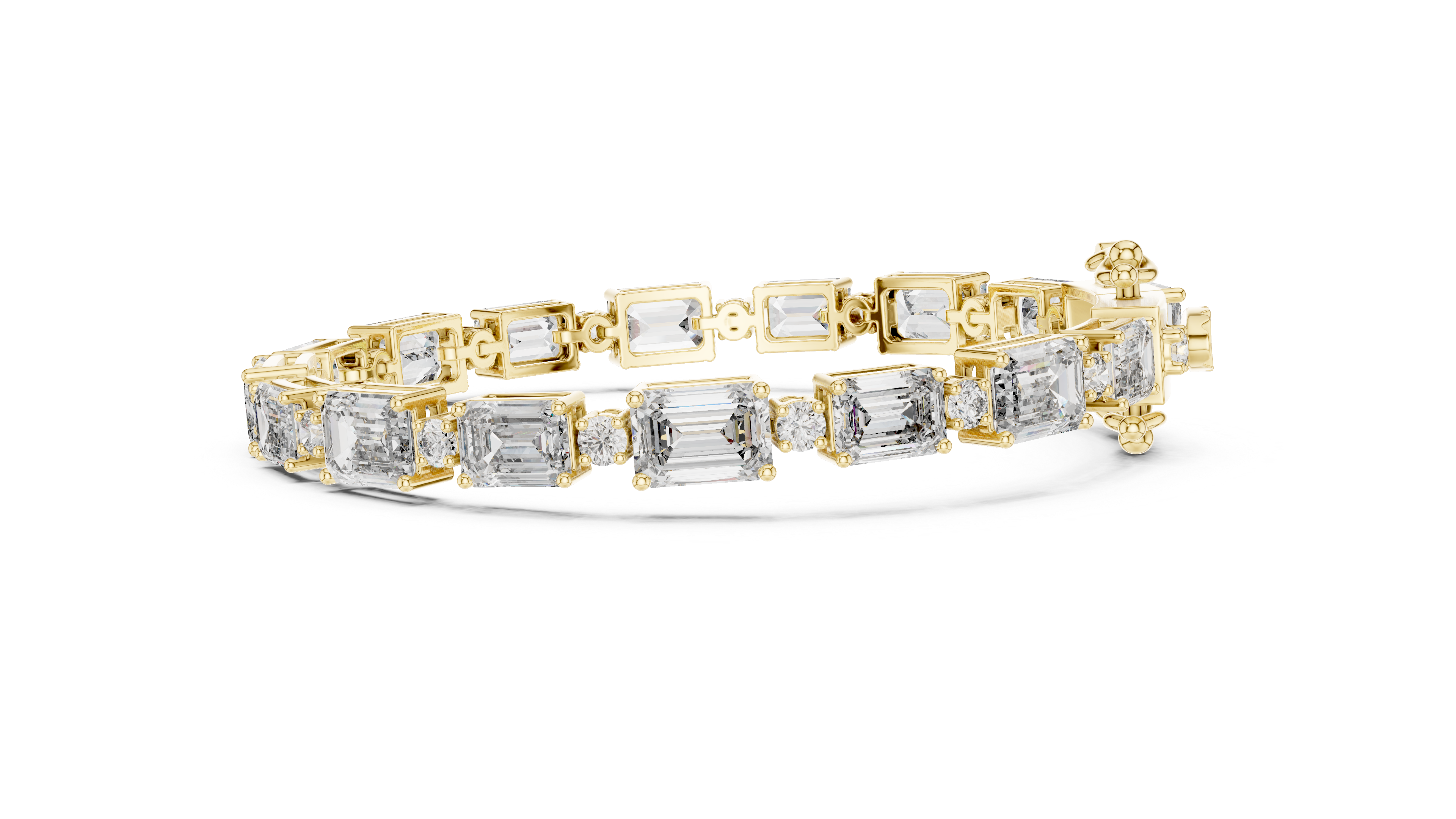 Emerald Cut Lab-Grown Diamond Link Bracelet in 14K/18K Rose Gold
