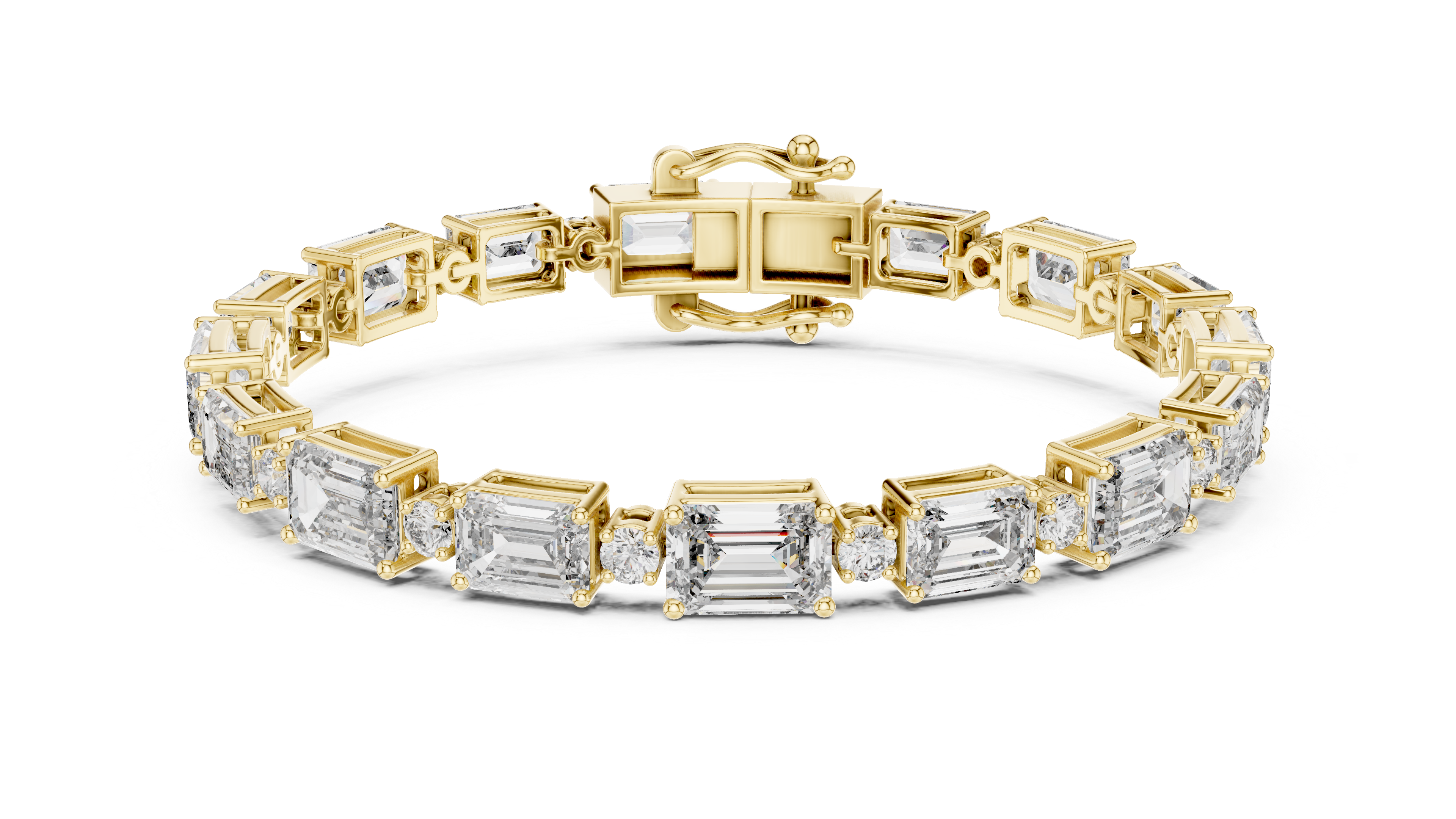 Emerald Cut Lab-Grown Diamond Link Bracelet in 14K/18K Rose Gold