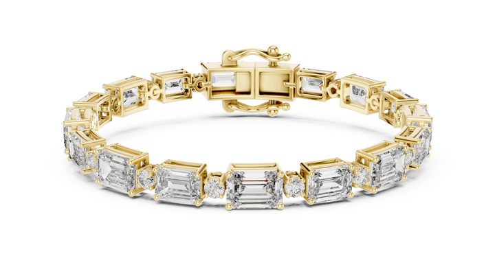 Emerald Cut Lab-Grown Diamond Link Bracelet in 14K/18K Rose Gold