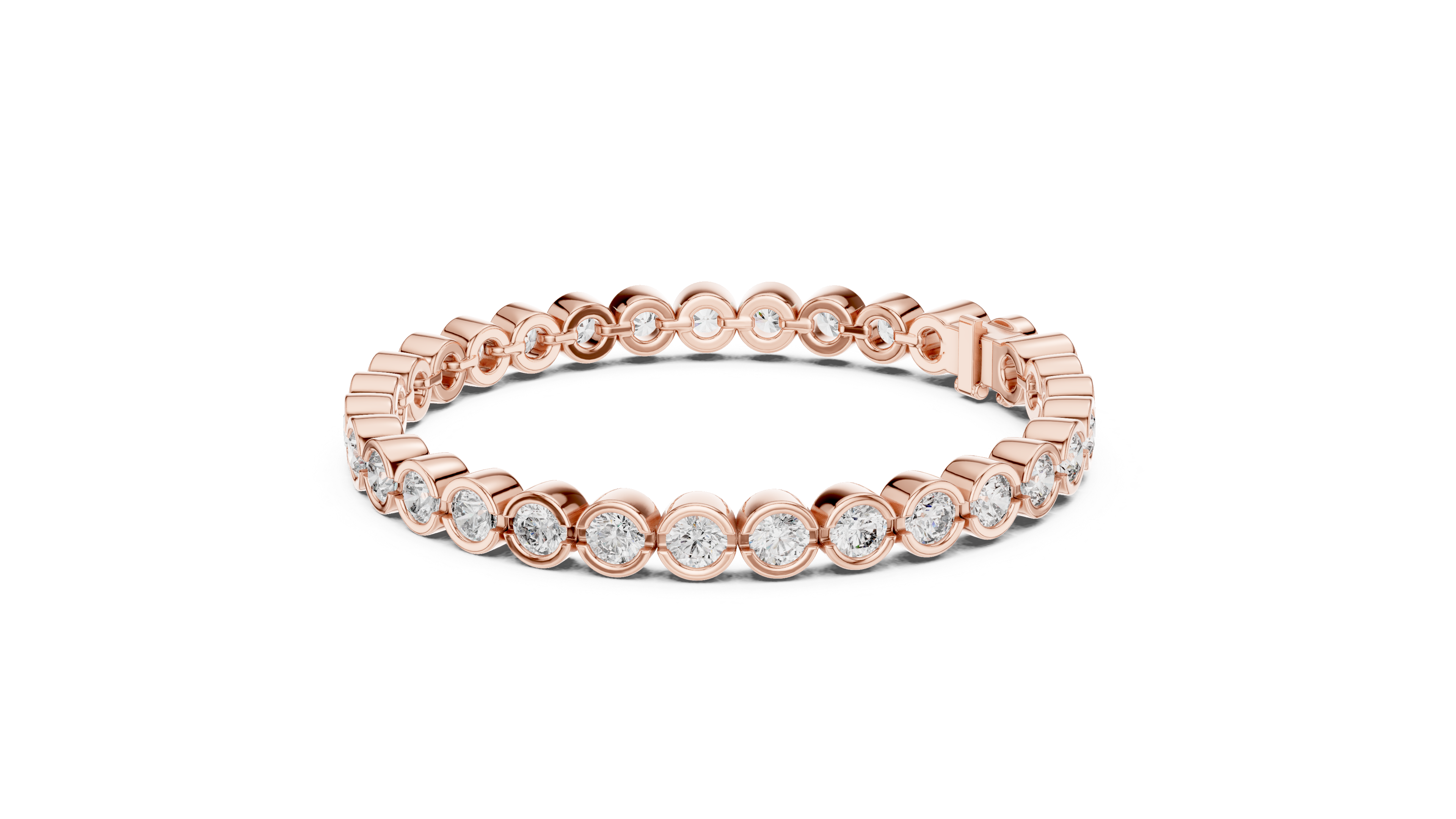 Bezel Set Lab-Grown Diamond Tennis Bracelet in 14K/18K Rose Gold