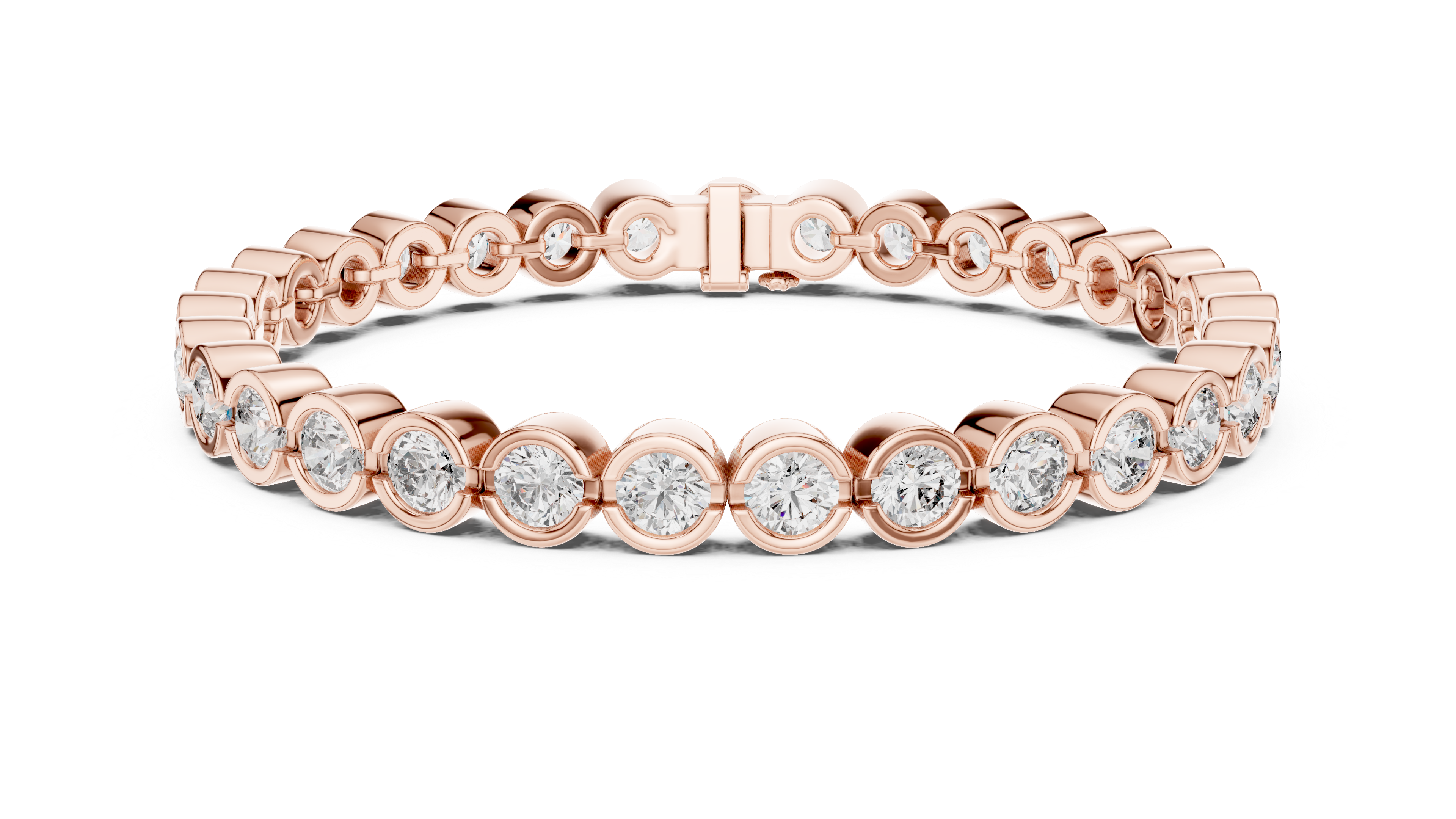 Bezel Set Lab-Grown Diamond Tennis Bracelet in 14K/18K Rose Gold