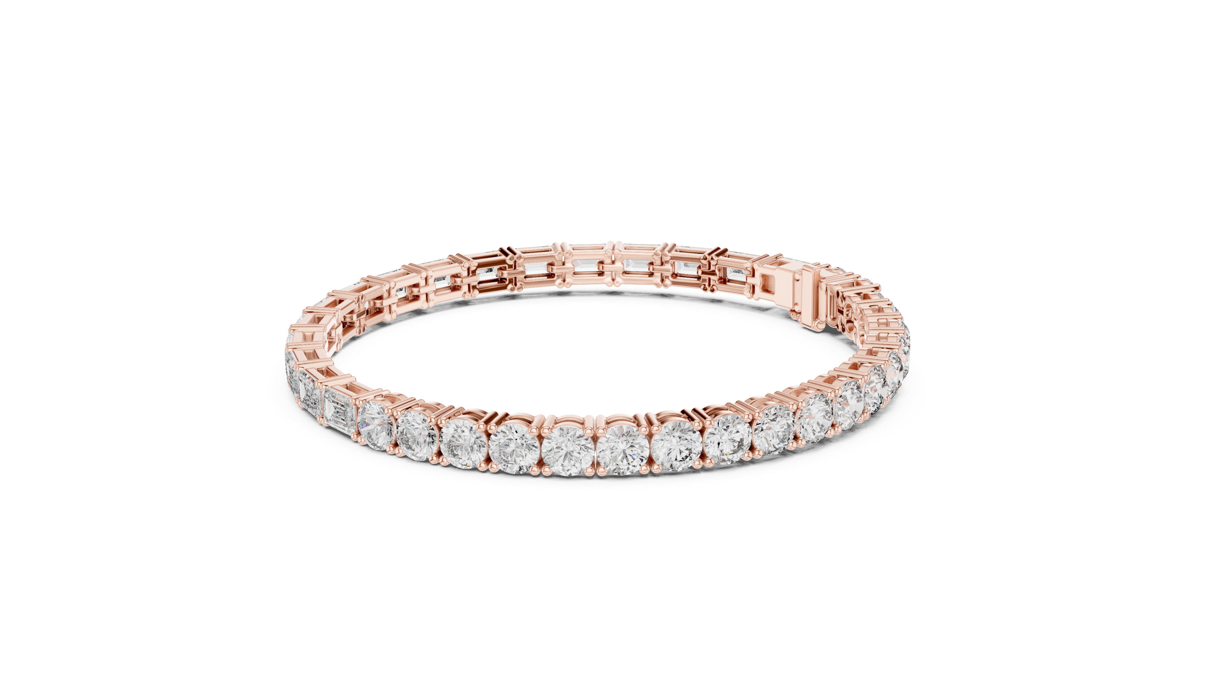 Mixed Cut Lab-Grown Diamond Tennis Bracelet in 14K/18K Rose Gold