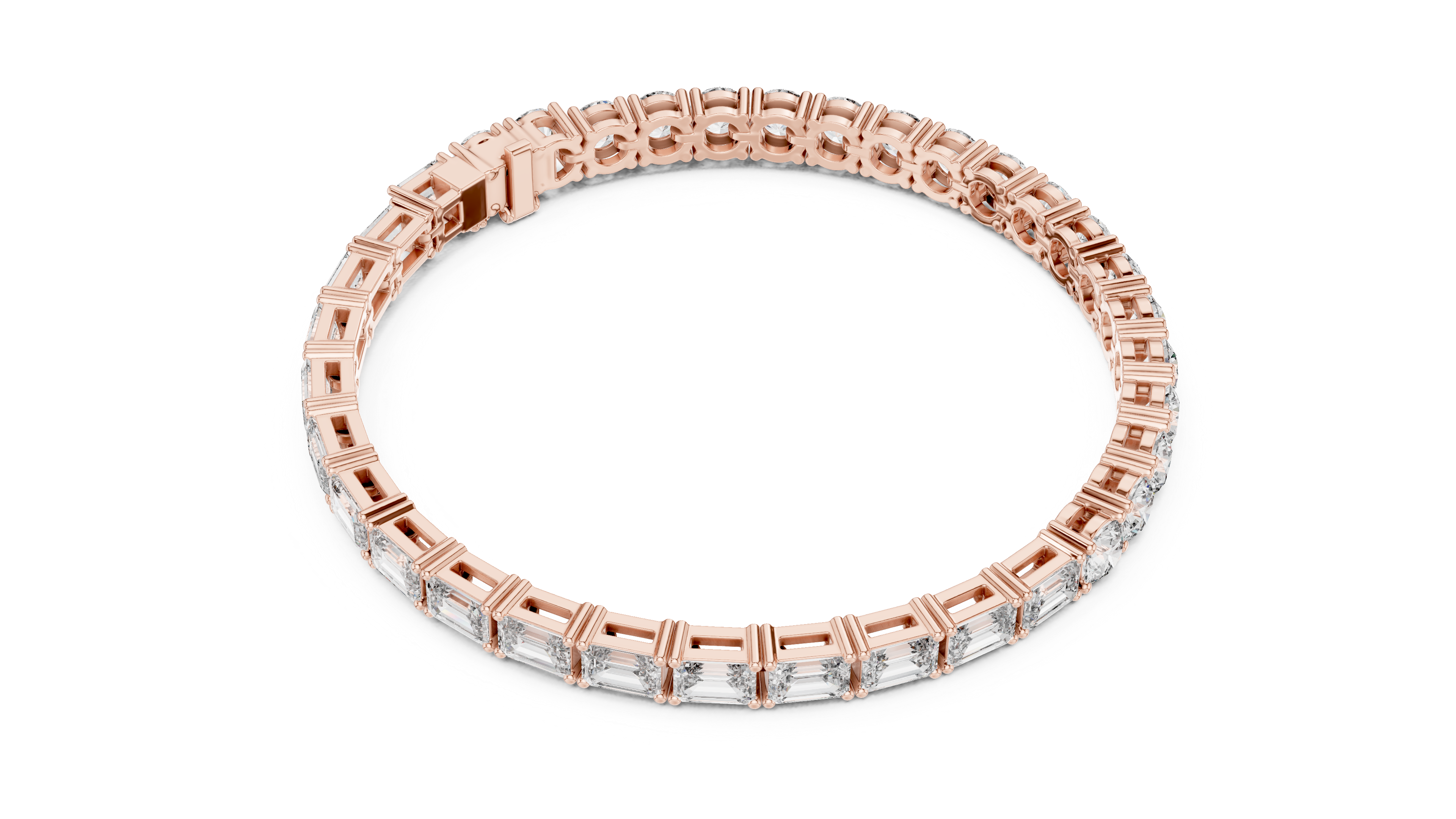 Mixed Cut Lab-Grown Diamond Tennis Bracelet in 14K/18K Rose Gold