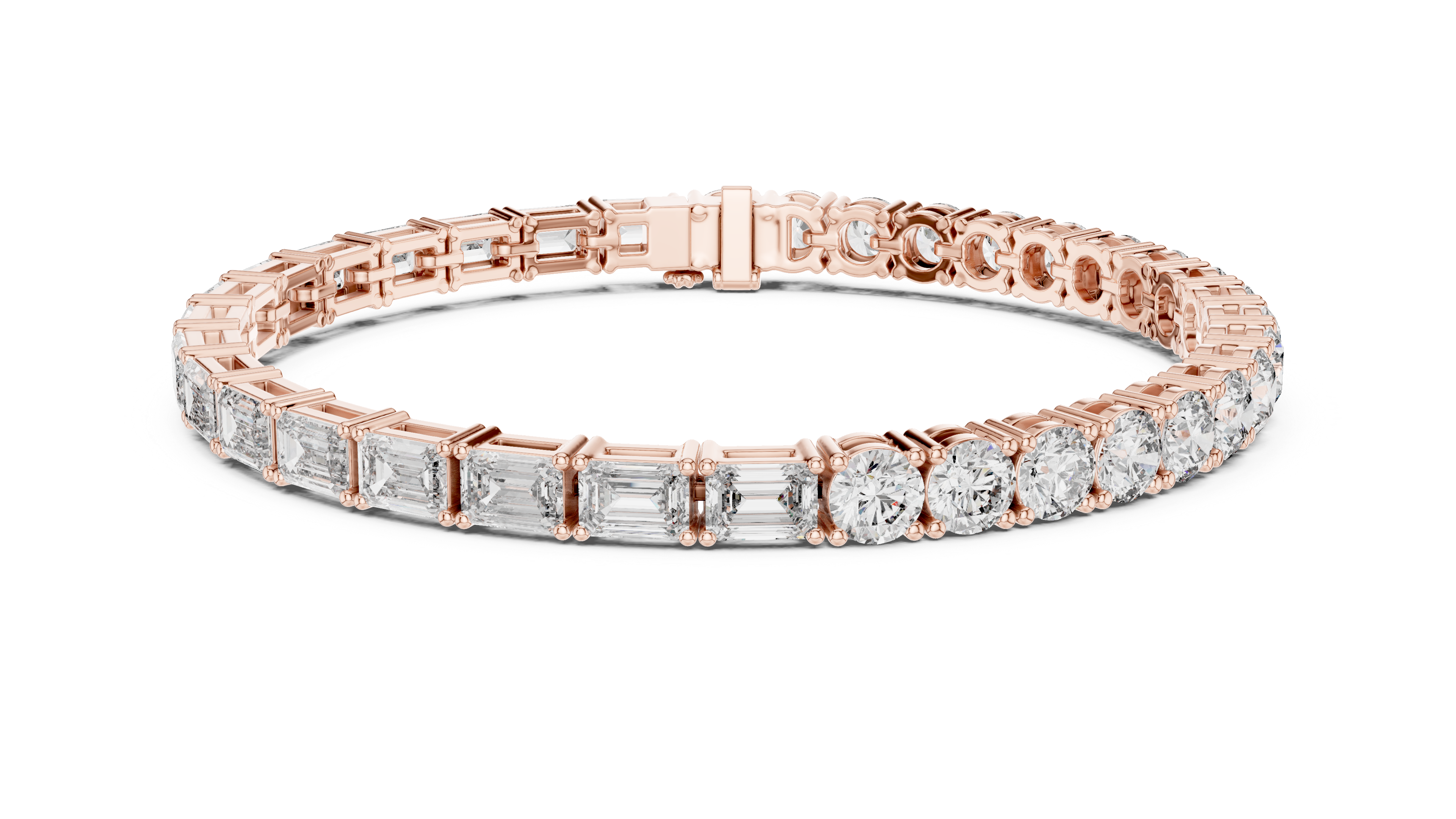 Mixed Cut Lab-Grown Diamond Tennis Bracelet in 14K/18K Rose Gold