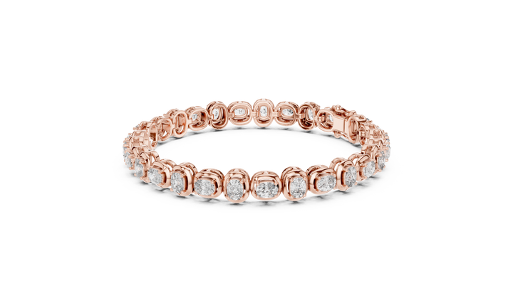 Cushion Cut Bezel Set Lab-Grown Diamond Tennis Bracelet in 14K/18K Rose Gold