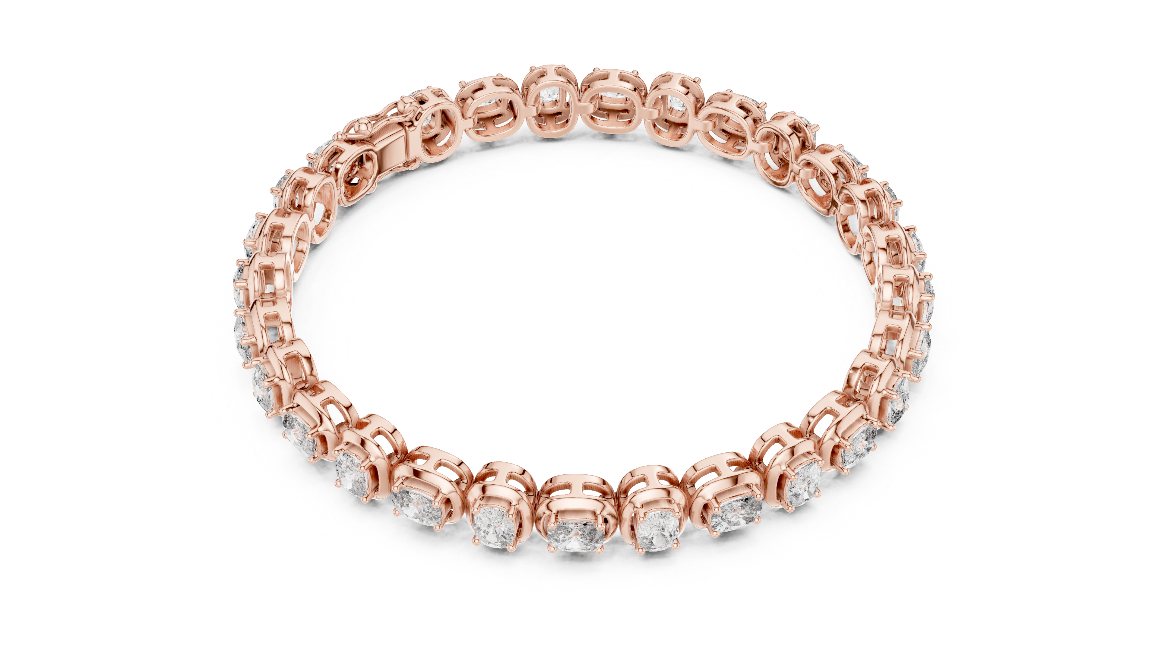 Cushion Cut Bezel Set Lab-Grown Diamond Tennis Bracelet in 14K/18K Rose Gold
