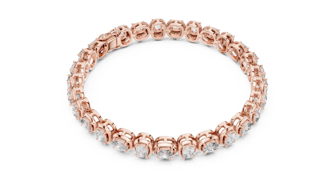 Cushion Cut Bezel Set Lab-Grown Diamond Tennis Bracelet in 14K/18K Rose Gold