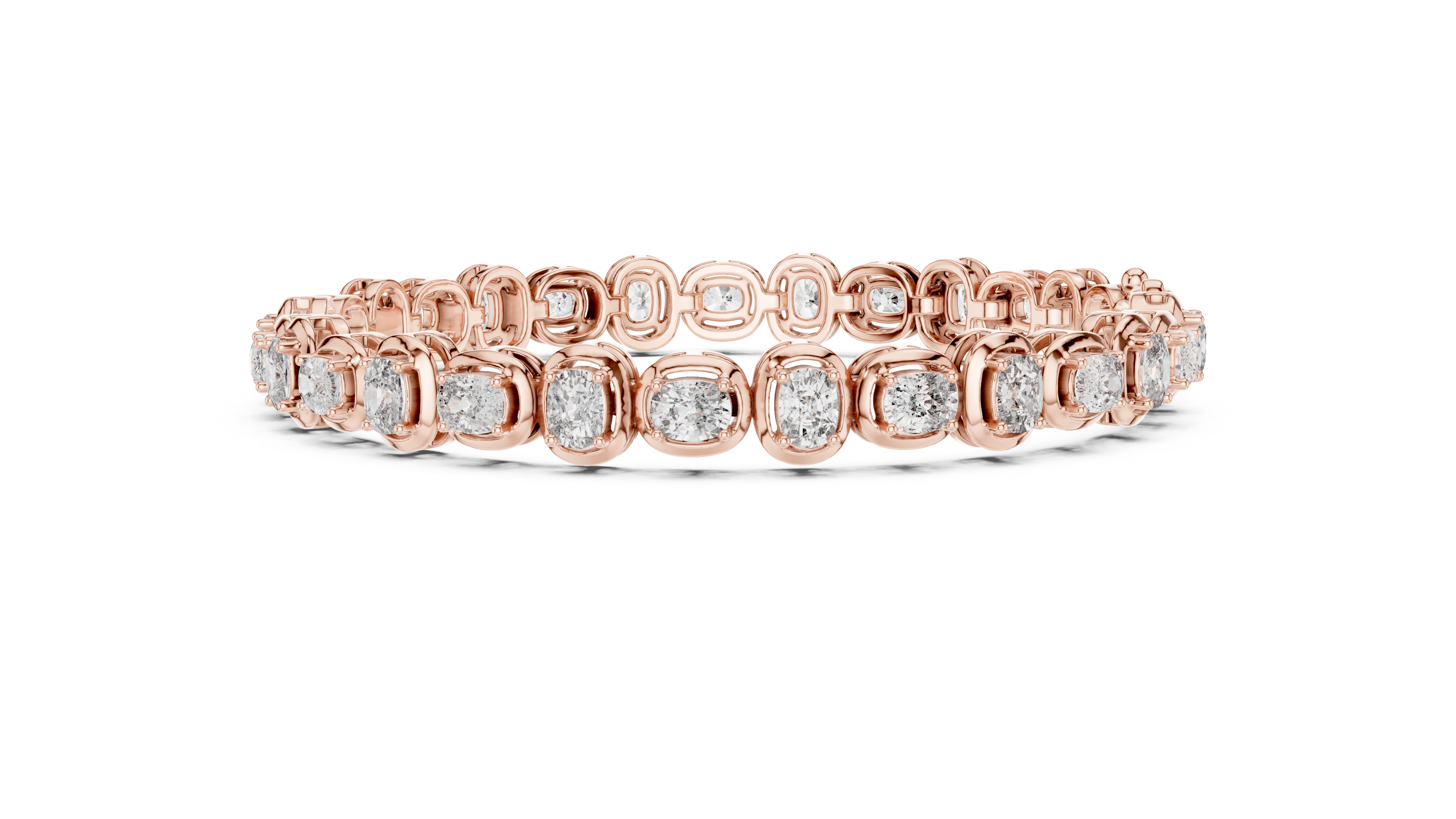 Cushion Cut Bezel Set Lab-Grown Diamond Tennis Bracelet in 14K/18K Rose Gold