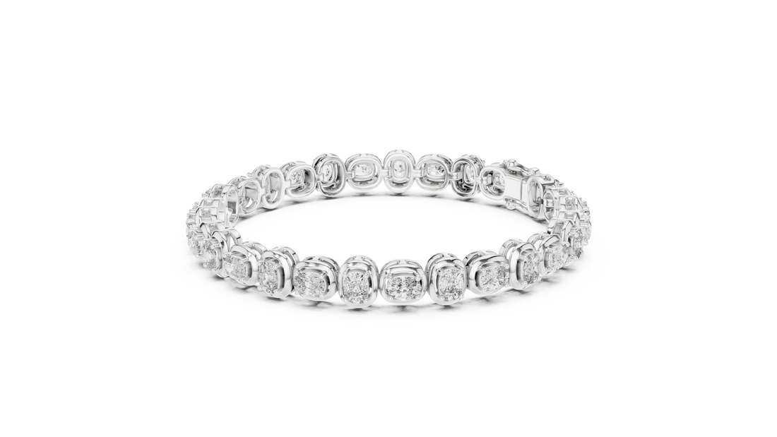 Cushion Cut Bezel Set Lab-Grown Diamond Tennis Bracelet in 14K/18K Rose Gold