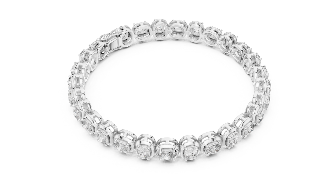 Cushion Cut Bezel Set Lab-Grown Diamond Tennis Bracelet in 14K/18K Rose Gold