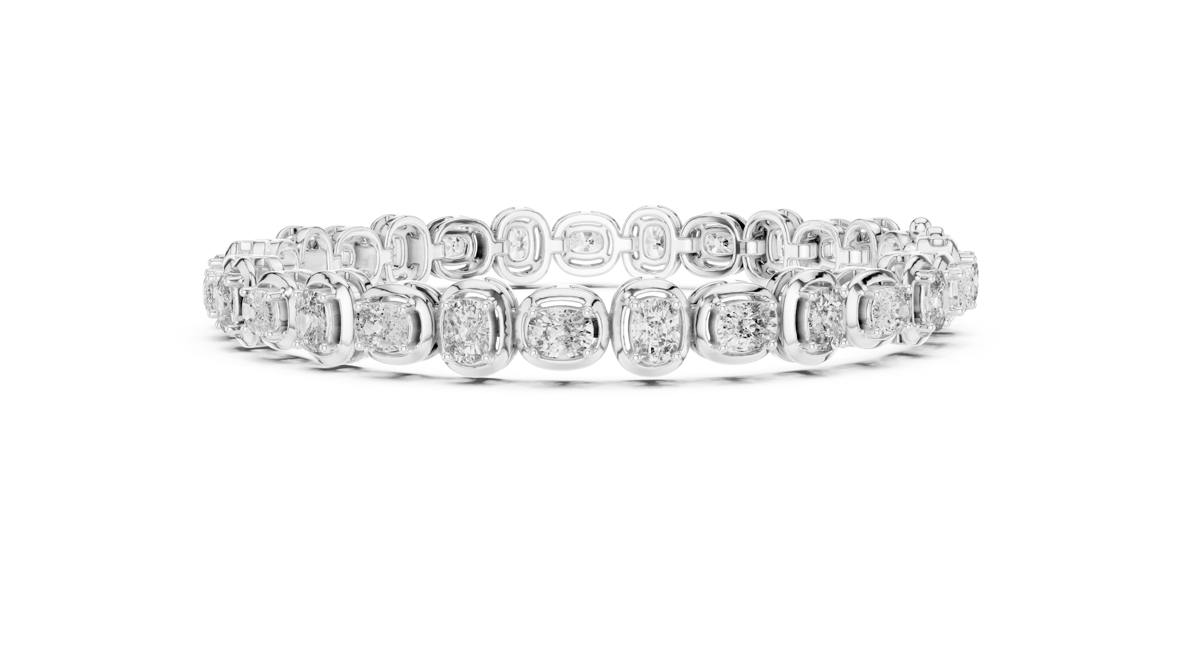 Cushion Cut Bezel Set Lab-Grown Diamond Tennis Bracelet in 14K/18K Rose Gold