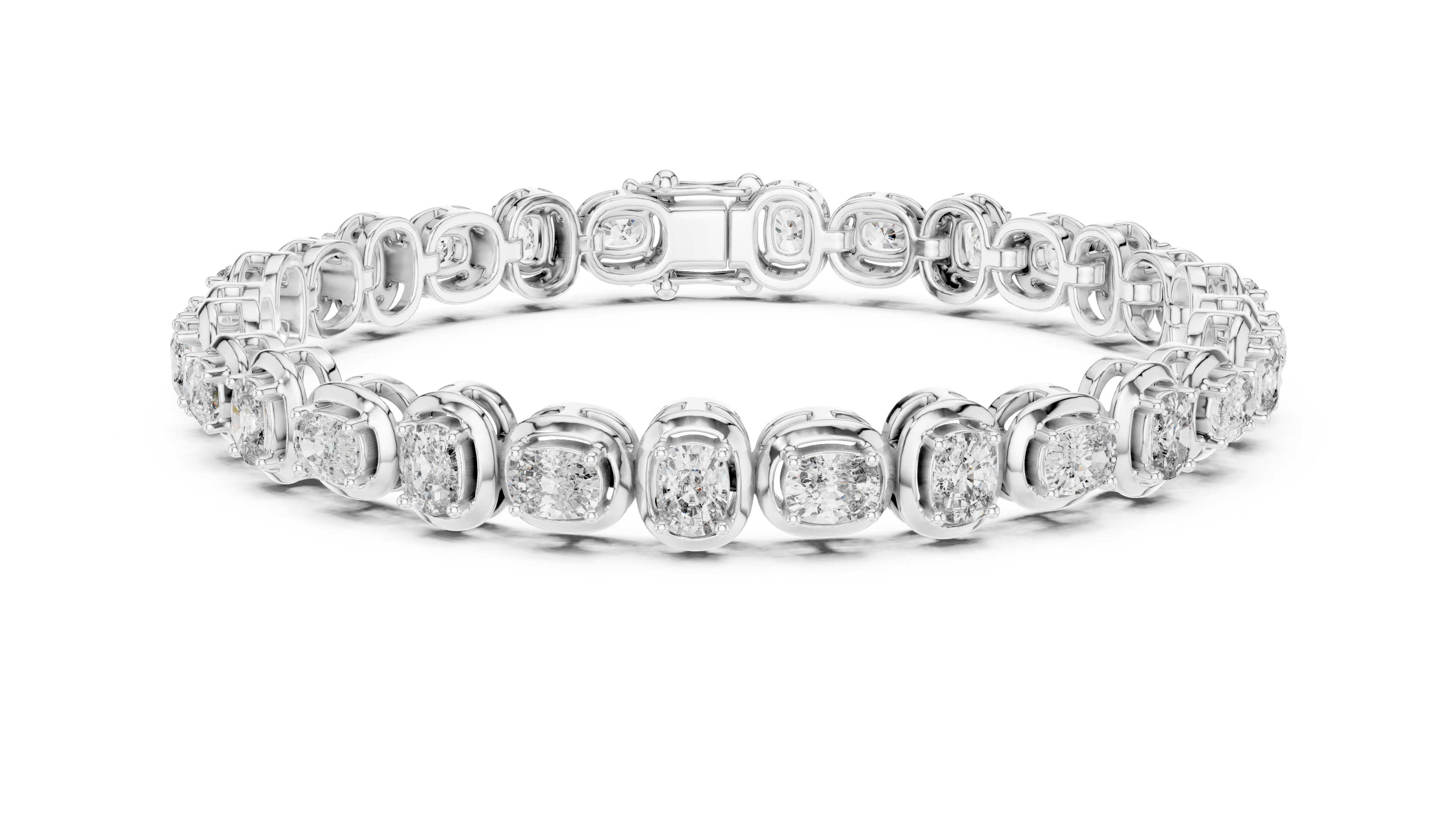 Cushion Cut Bezel Set Lab-Grown Diamond Tennis Bracelet in 14K/18K Rose Gold