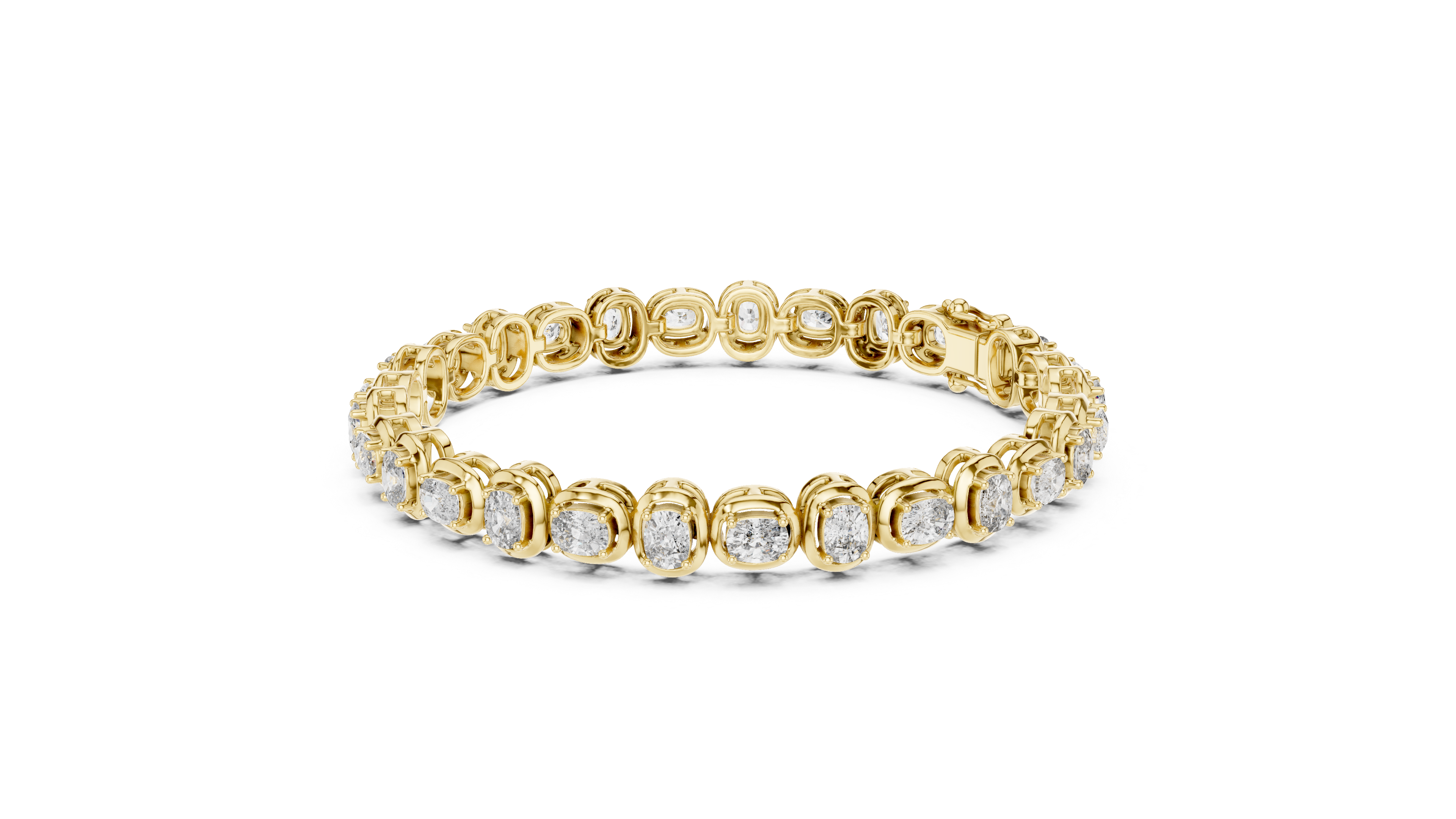 Cushion Cut Bezel Set Lab-Grown Diamond Tennis Bracelet in 14K/18K Rose Gold