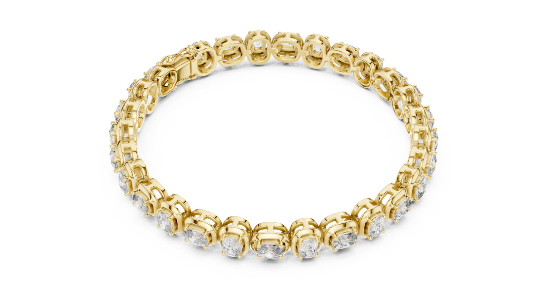 Cushion Cut Bezel Set Lab-Grown Diamond Tennis Bracelet in 14K/18K Rose Gold