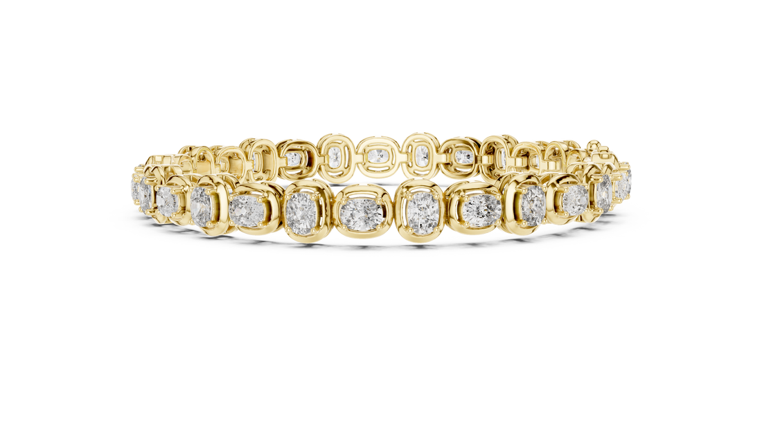Cushion Cut Bezel Set Lab-Grown Diamond Tennis Bracelet in 14K/18K Rose Gold