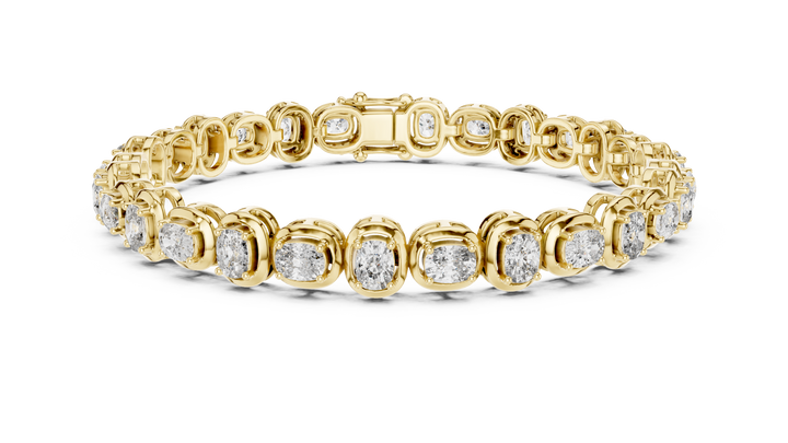 Cushion Cut Bezel Set Lab-Grown Diamond Tennis Bracelet in 14K/18K Rose Gold