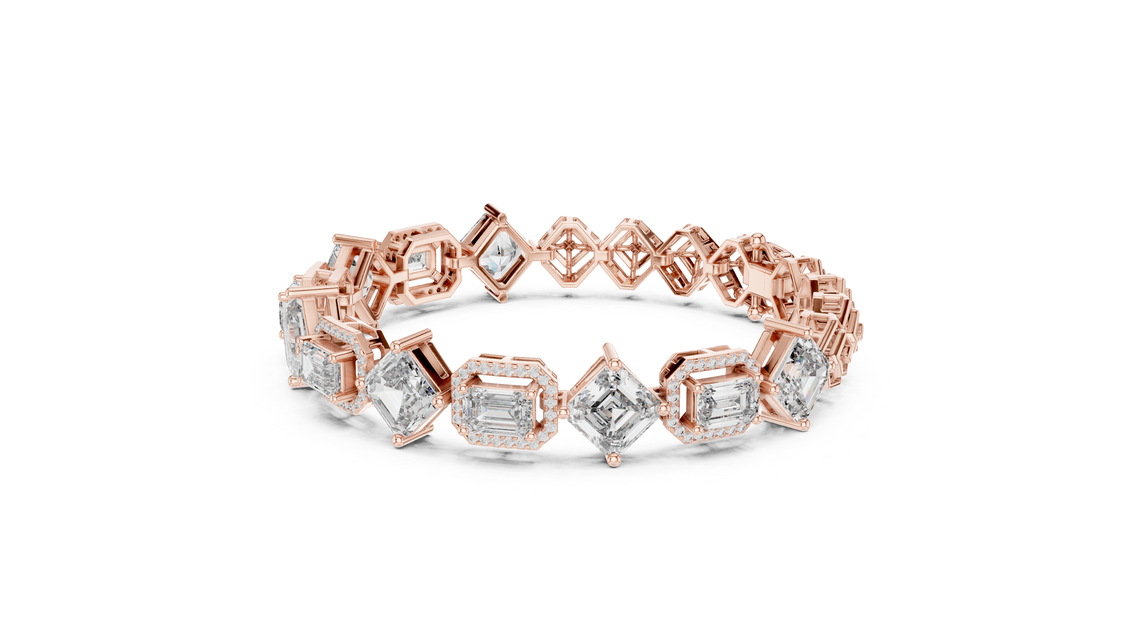Asscher Cut Lab-Grown Diamond Tennis Bracelet in 14K/18K Rose Gold