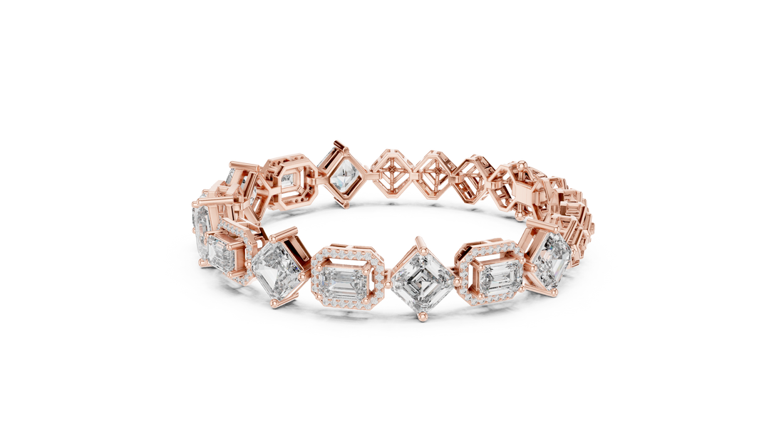 Asscher Cut Lab-Grown Diamond Tennis Bracelet in 14K/18K Rose Gold