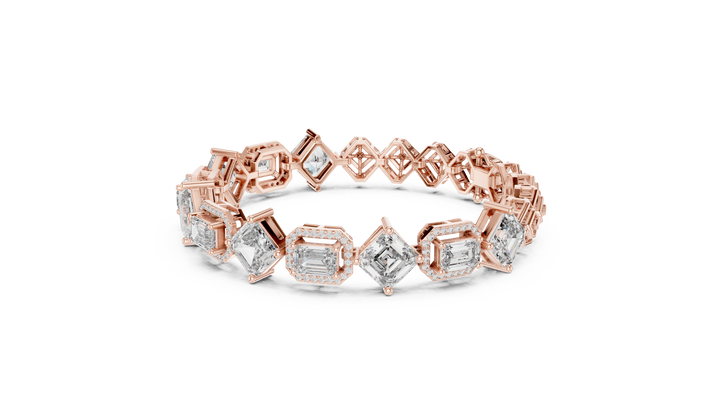 Asscher Cut Lab-Grown Diamond Tennis Bracelet in 14K/18K Rose Gold