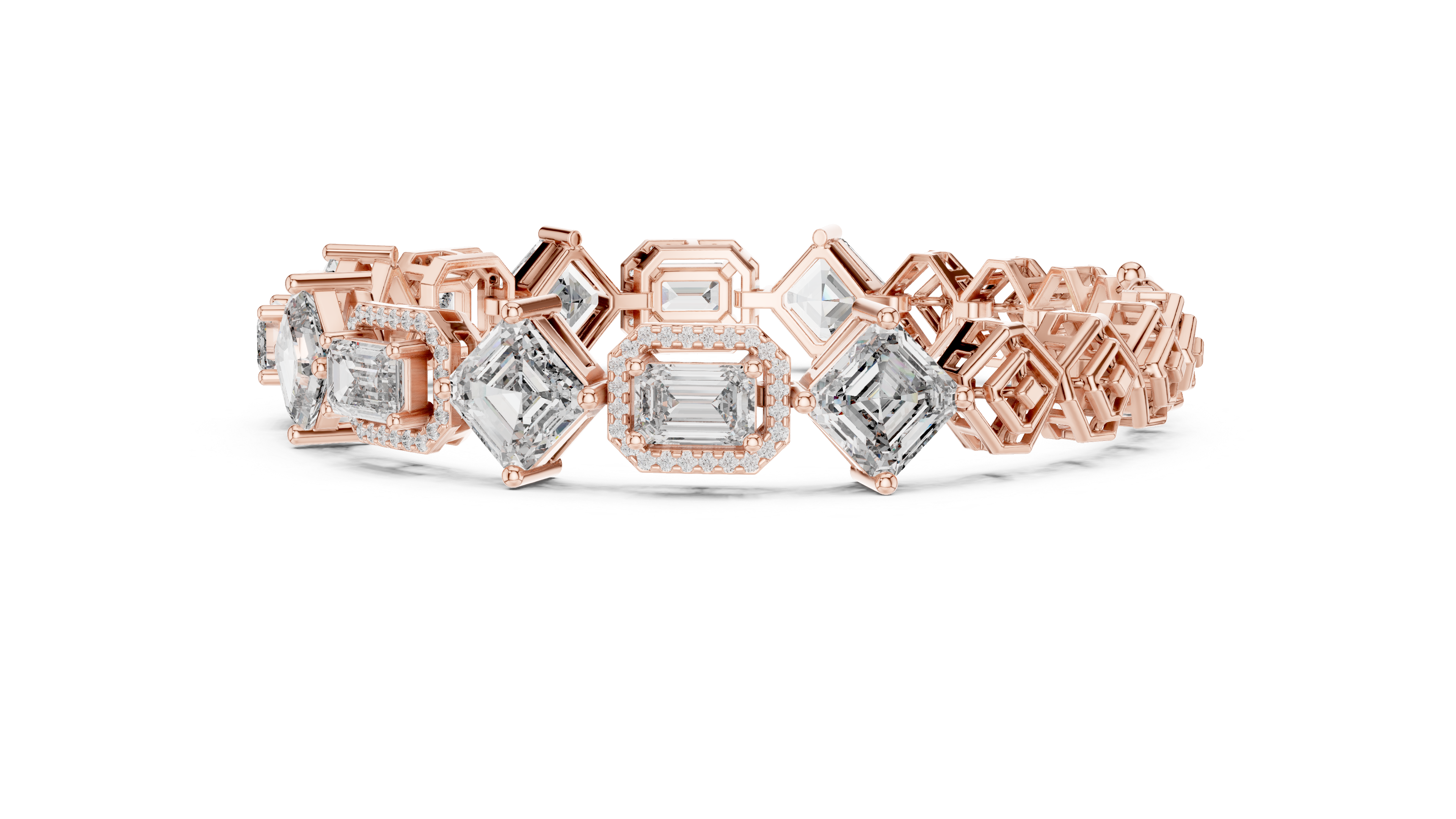 Asscher Cut Lab-Grown Diamond Tennis Bracelet in 14K/18K Rose Gold