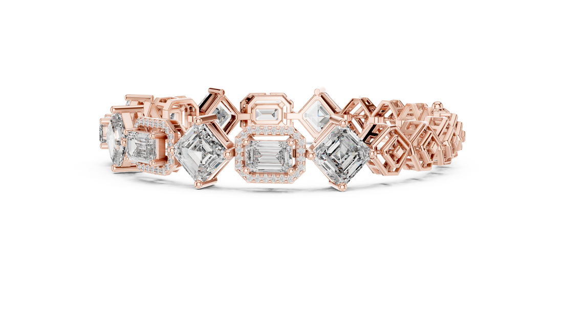 Asscher Cut Lab-Grown Diamond Tennis Bracelet in 14K/18K Rose Gold