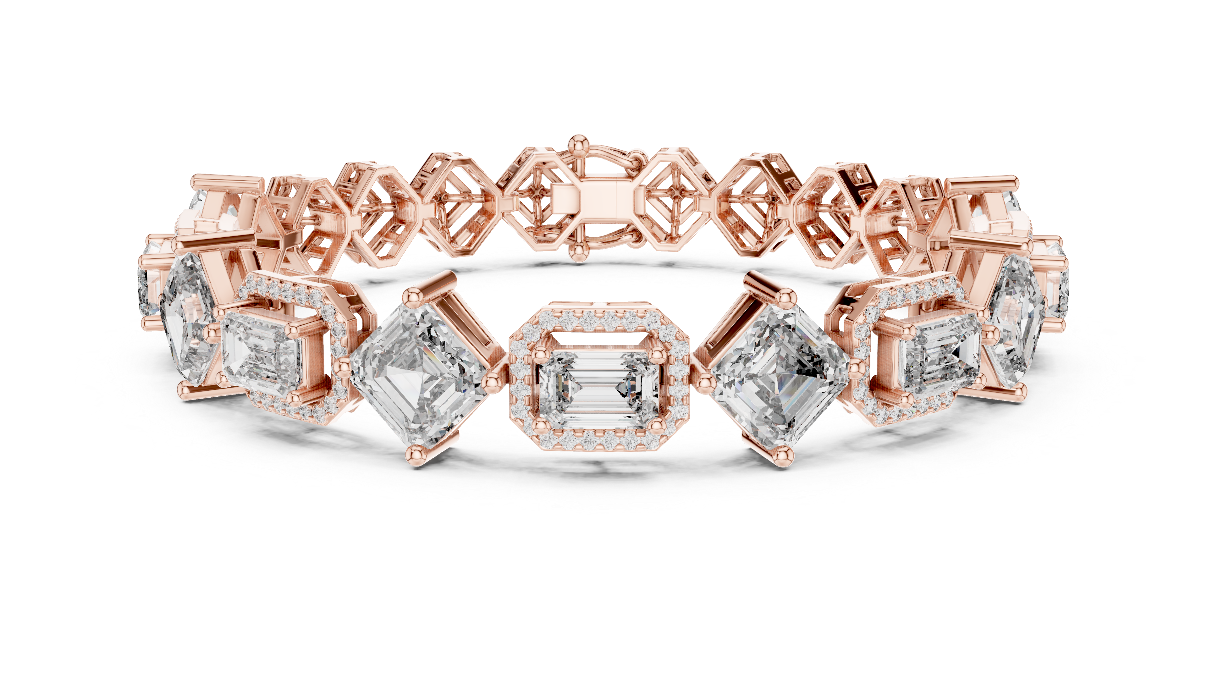 Asscher Cut Lab-Grown Diamond Tennis Bracelet in 14K/18K Rose Gold