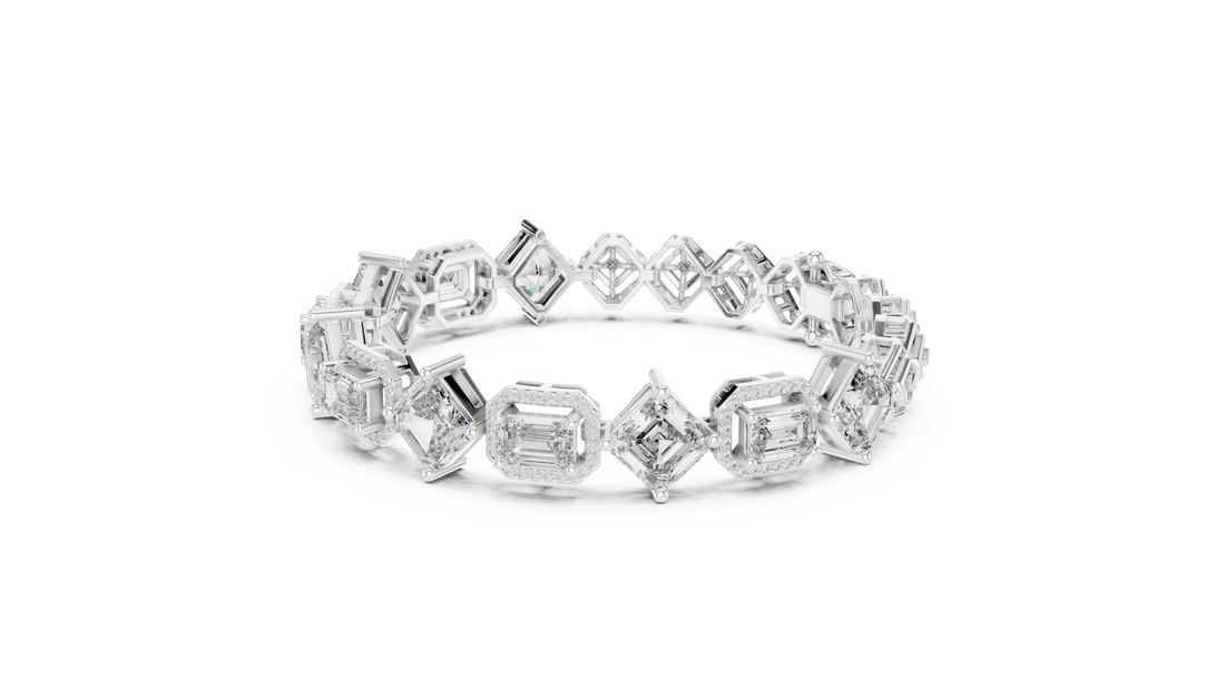 Asscher Cut Lab-Grown Diamond Tennis Bracelet in 14K/18K Rose Gold